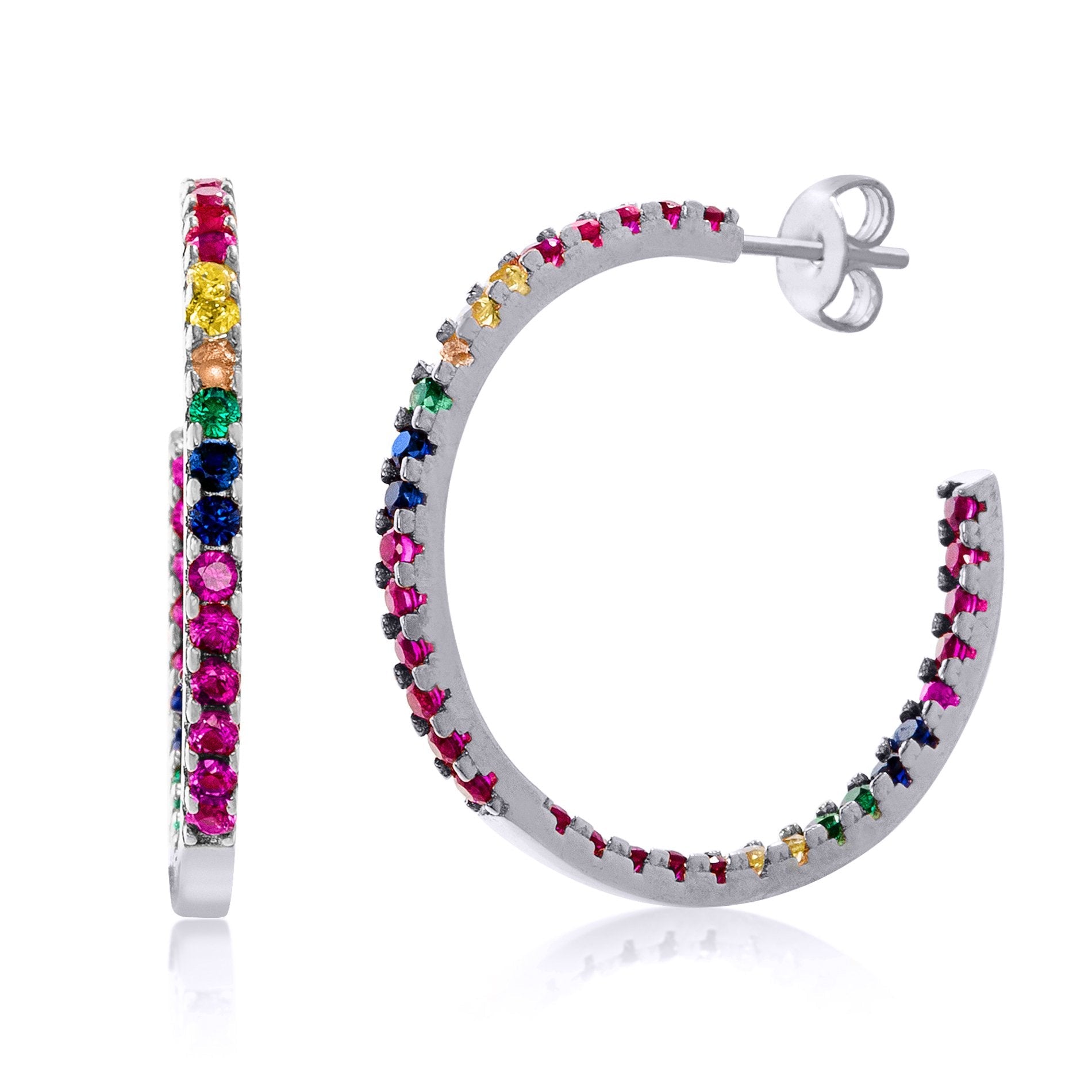 Candy Lover Rainbow Pave Swarovski Hoop Earring (3 Colors available), Earring, Riakoob Jewelry, Riakoob Jewelry  jewelryjewelry deals, swarovski crystal jewelry, groupon jewelry,, jewelry for mom,