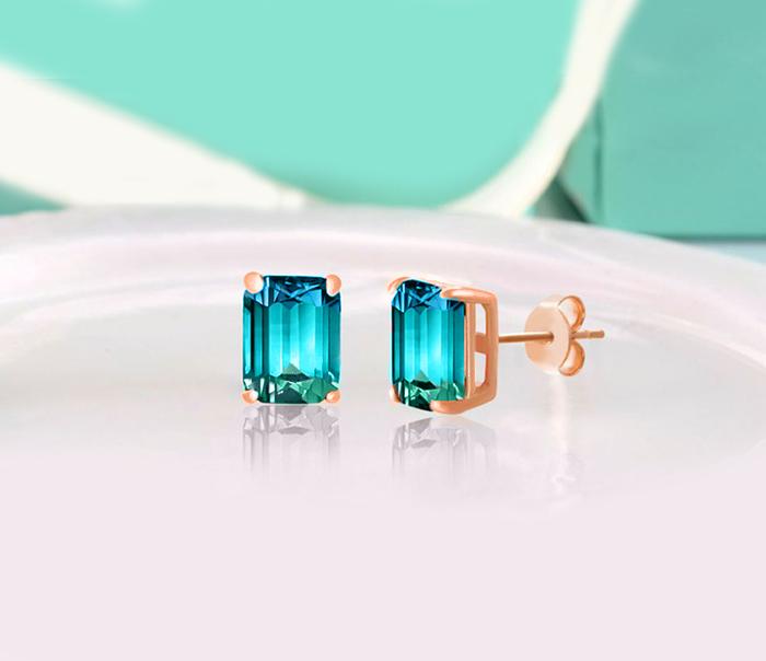 5.00 Ctw Emerald Cut White and Blue Topaz Stud Earringsin Rosegoldtone, Earring, Riakoob Jewelry, Riakoob Jewelry  jewelryjewelry deals, swarovski crystal jewelry, groupon jewelry,, jewelry for mom,
