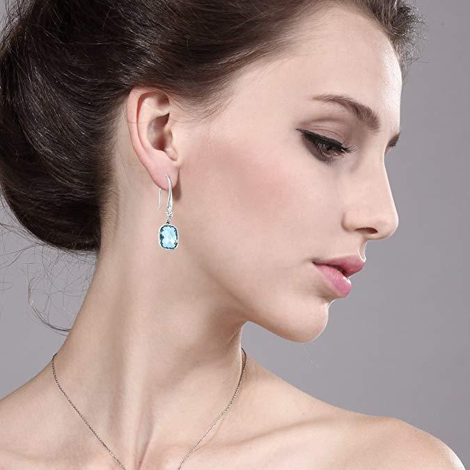 Blue Topaz Diamond Cut Drop Earringin  Silvertone, Earring, Riakoob Jewelry, Riakoob Jewelry  jewelryjewelry deals, swarovski crystal jewelry, groupon jewelry,, jewelry for mom,