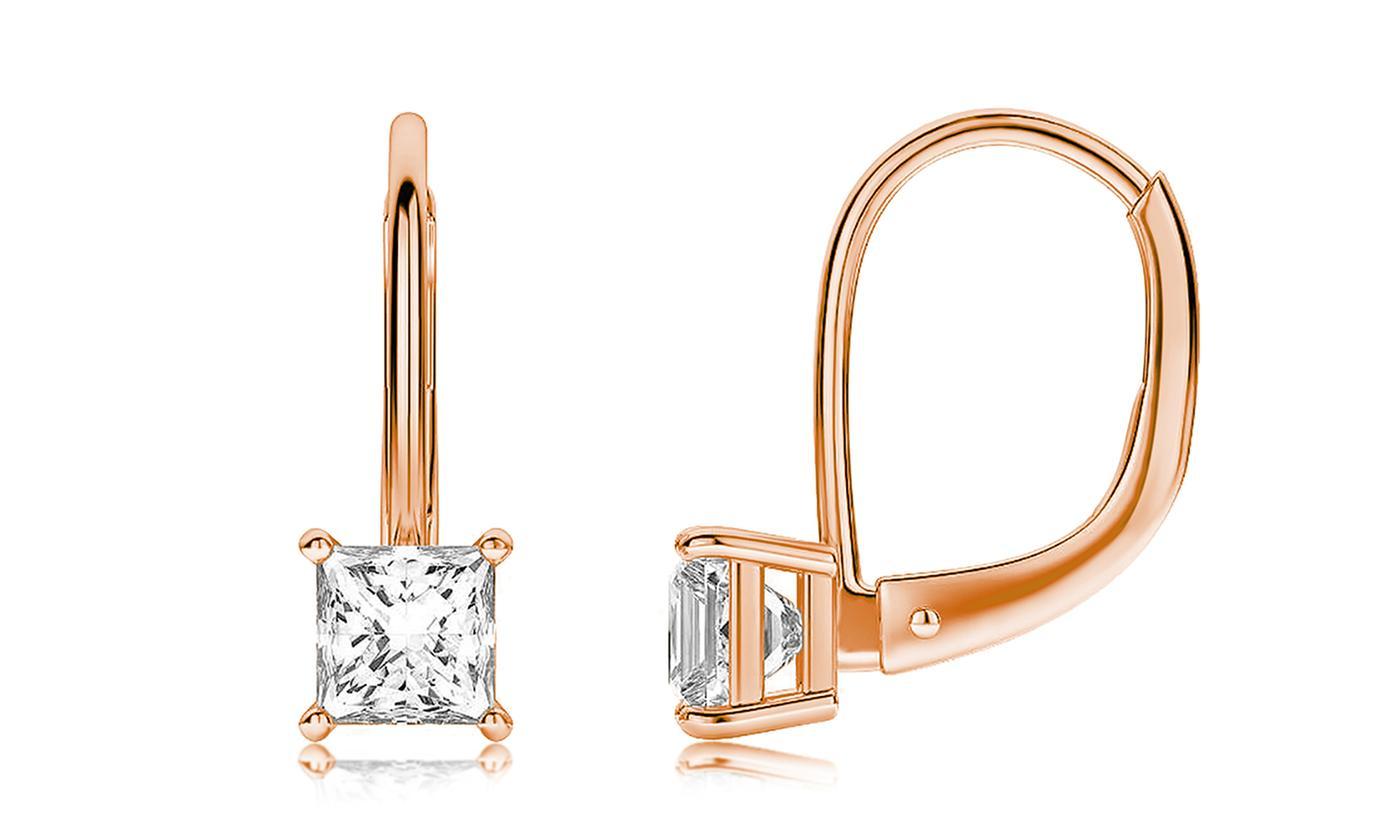 Diamond Princess Cut Leverback Earringin Rosegoldtone, Earring, Riakoob Jewelry, Riakoob Jewelry  jewelryjewelry deals, swarovski crystal jewelry, groupon jewelry,, jewelry for mom,