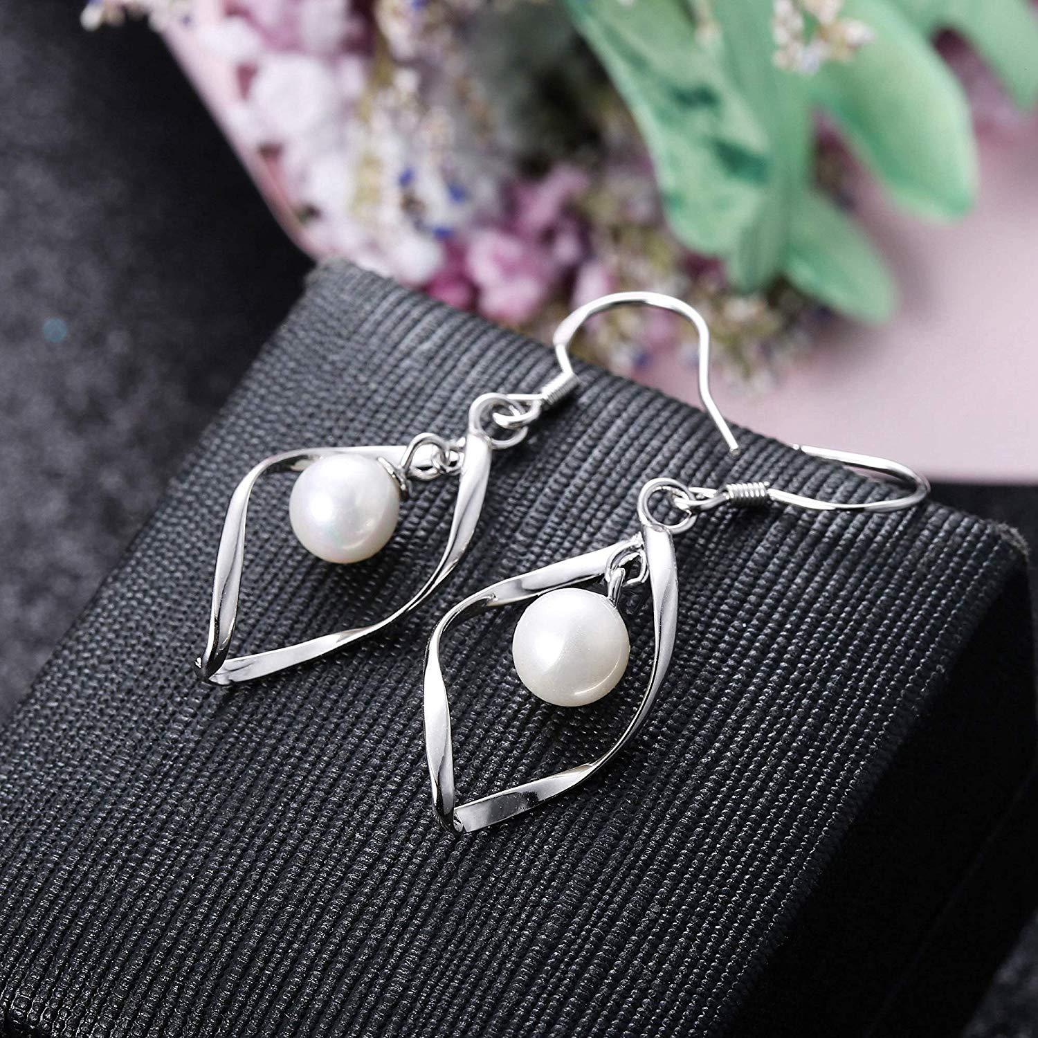 Freshwater Pearl Dangle Earrings in  Silvertone, , Riakoob Jewelry, Riakoob Jewelry  jewelryjewelry deals, swarovski crystal jewelry, groupon jewelry,, jewelry for mom,