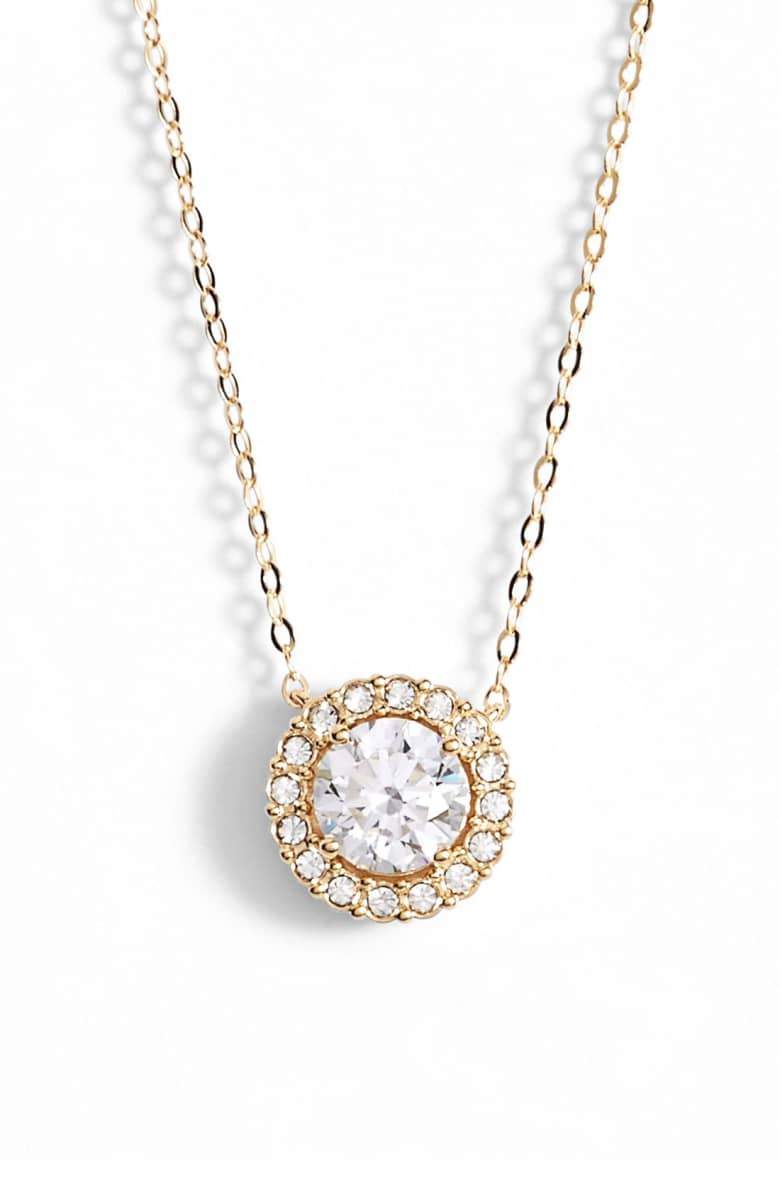 1.00 CT Swarovski Crystal Halo Disc Necklace 18" - Goldtone, Necklace, Riakoob Jewelry, Riakoob Jewelry  jewelryjewelry deals, swarovski crystal jewelry, groupon jewelry,, jewelry for mom,