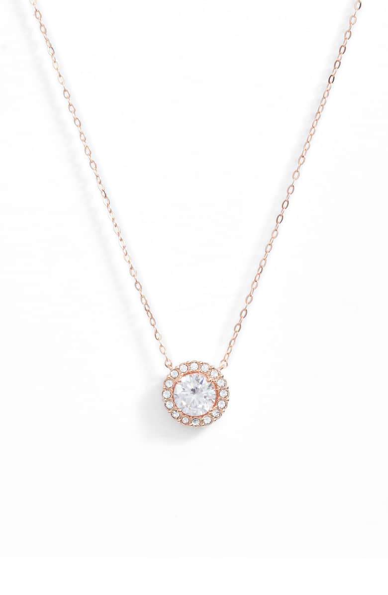 1.00 CT Swarovski Crystal Halo Disc Necklace 18" - Rosegoldtone, Necklace, Riakoob Jewelry, Riakoob Jewelry  jewelryjewelry deals, swarovski crystal jewelry, groupon jewelry,, jewelry for mom,