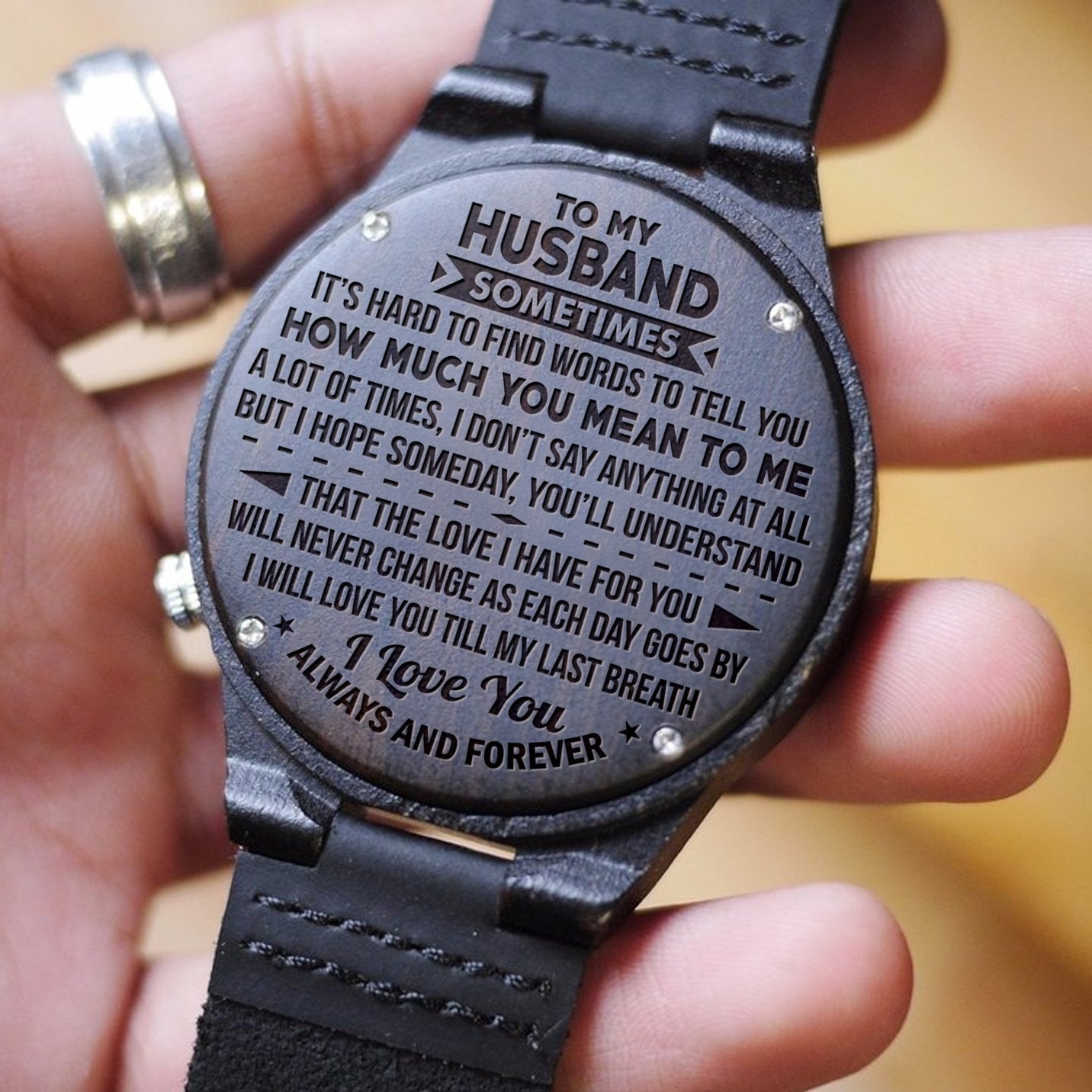 HUSBAND - TILL MY LAST BREATH - WOOD WATCH Engraved Gifts Watch