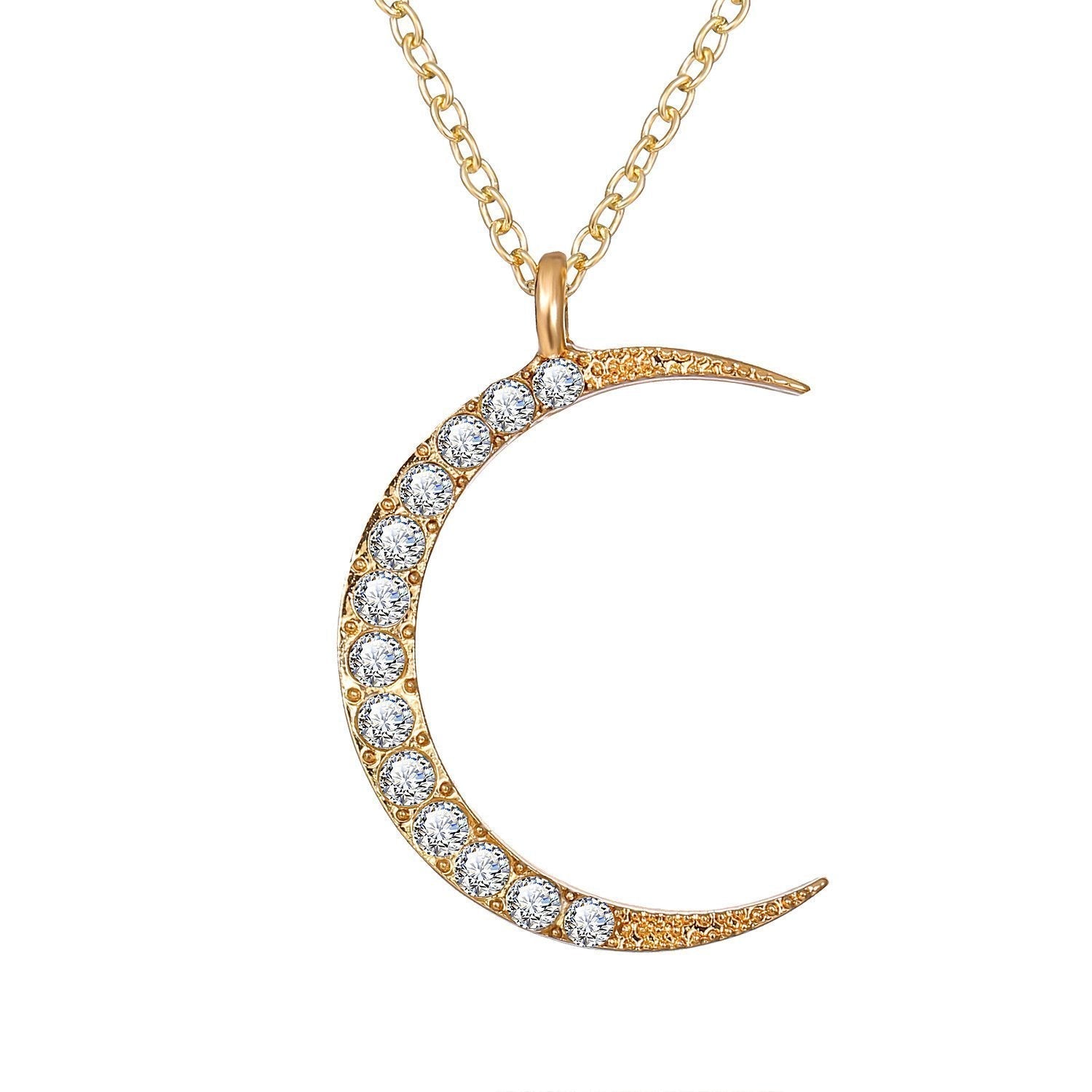 3 Piece Celestial Pave Necklace With Gemstone  Crystals Goldtone Necklace