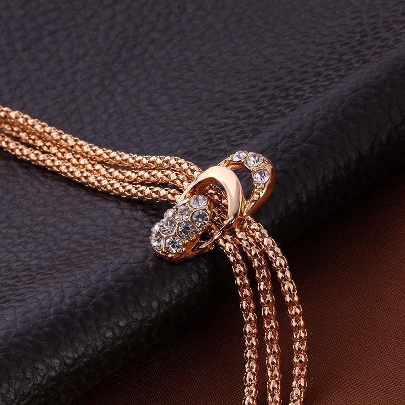 4 Piece Royal Jewelry Set With Gemstone  Crystals Goldtone Set