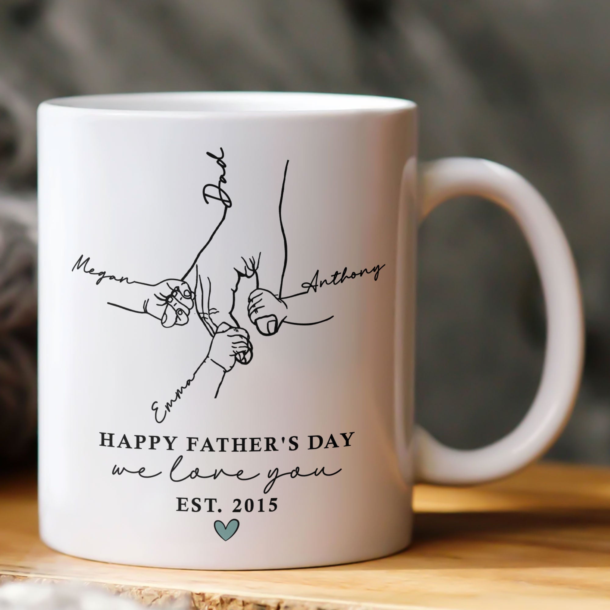 Hand Holding Happy Father's Day We Love You - Personalized Mug