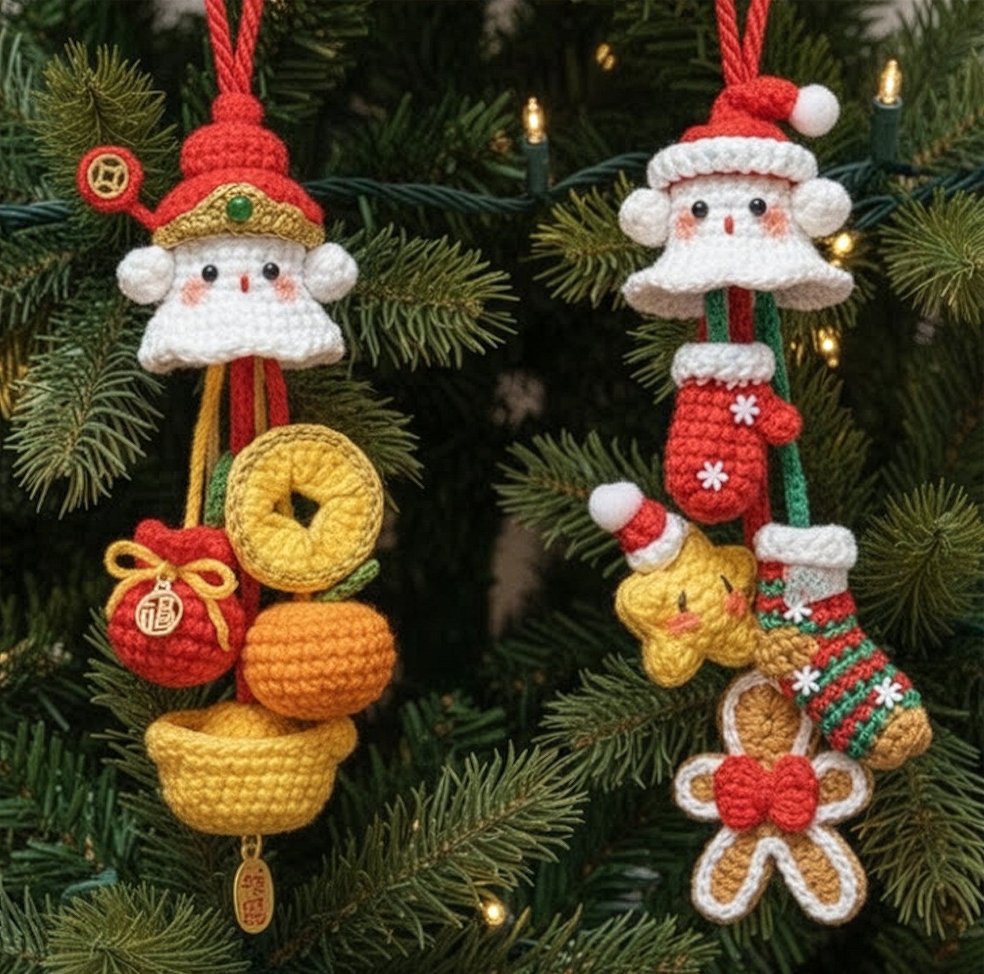 Handmade Christmas Boo Hanging Decor - Personalized Crochet Ornament