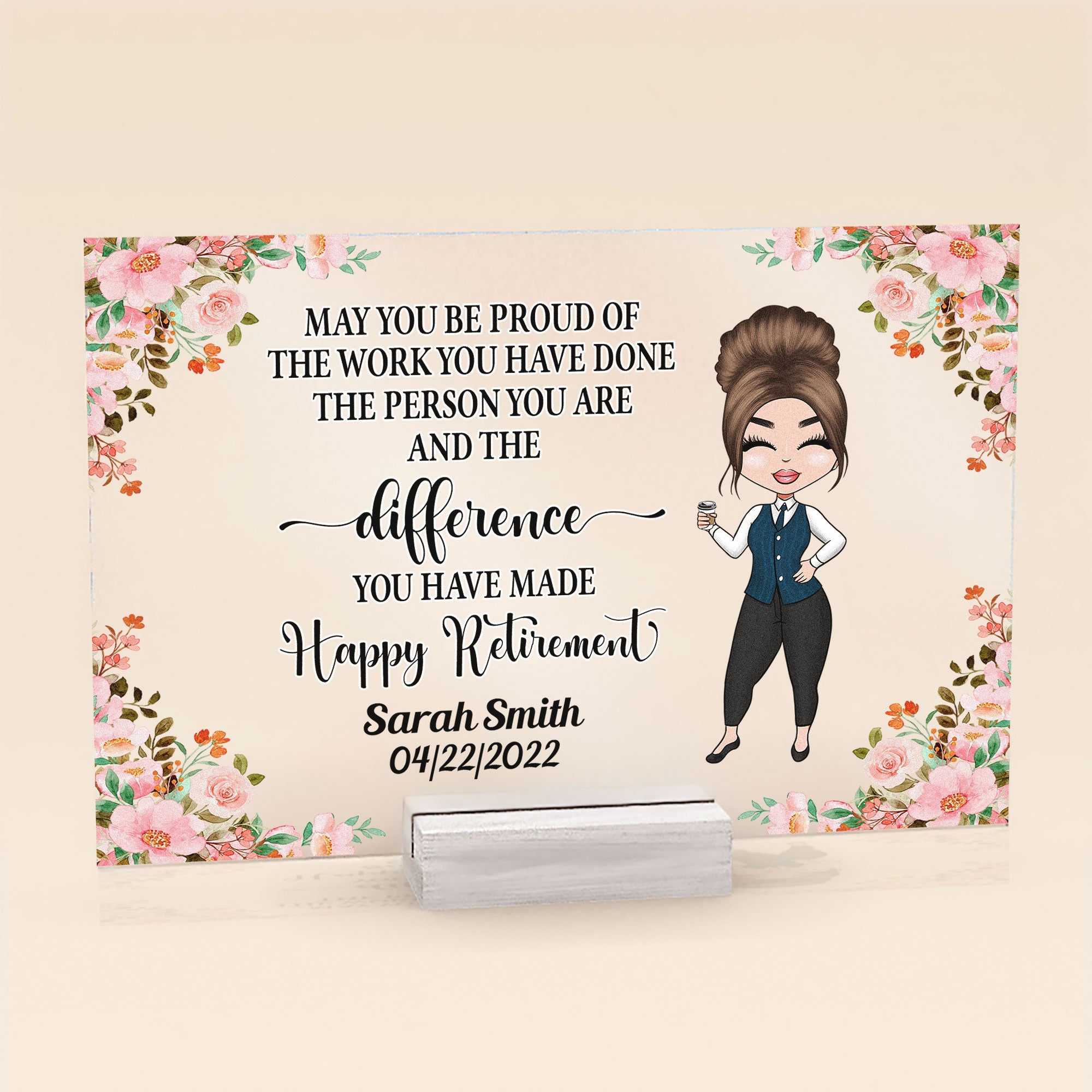 Happy Retirement - Personalized Acrylic Plaque - Retirement Gift For Boss, Colleagues, Coworker, Teacher, Friends