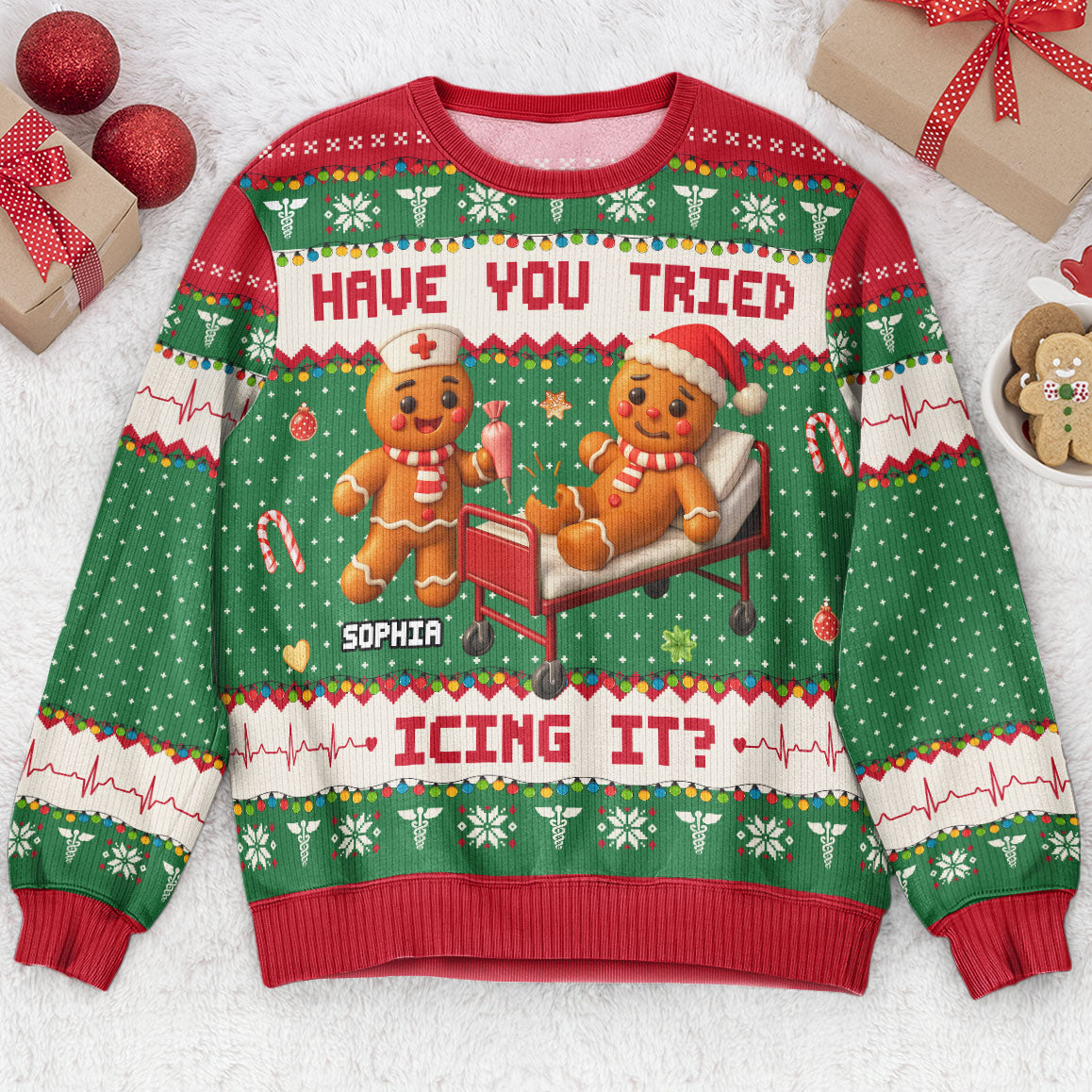 Have You Tried Icing It - Nurse Christmas Gift - Personalized Ugly Sweater
