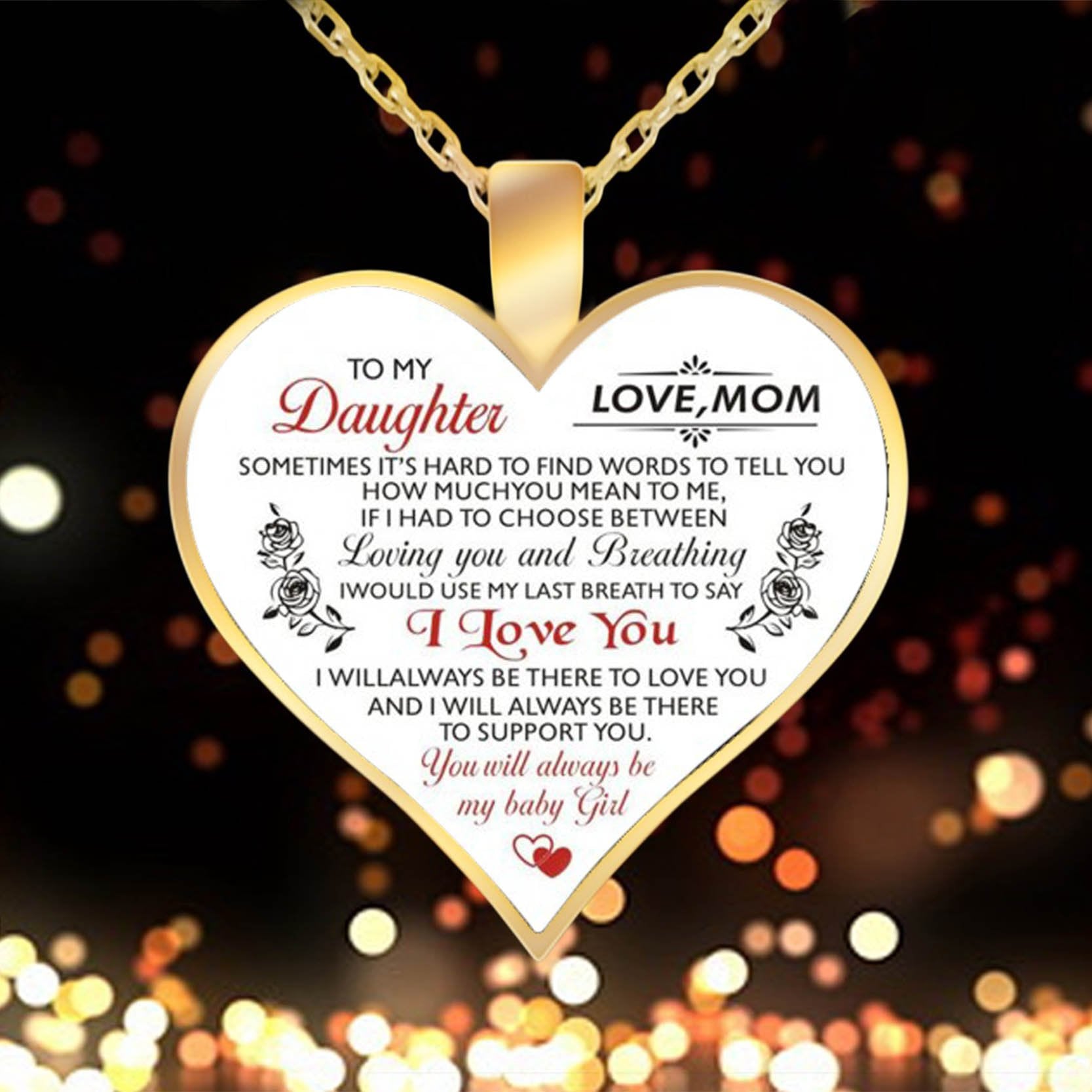 Heart Pendant Necklace Letter To My Daughter-A Loves Gift