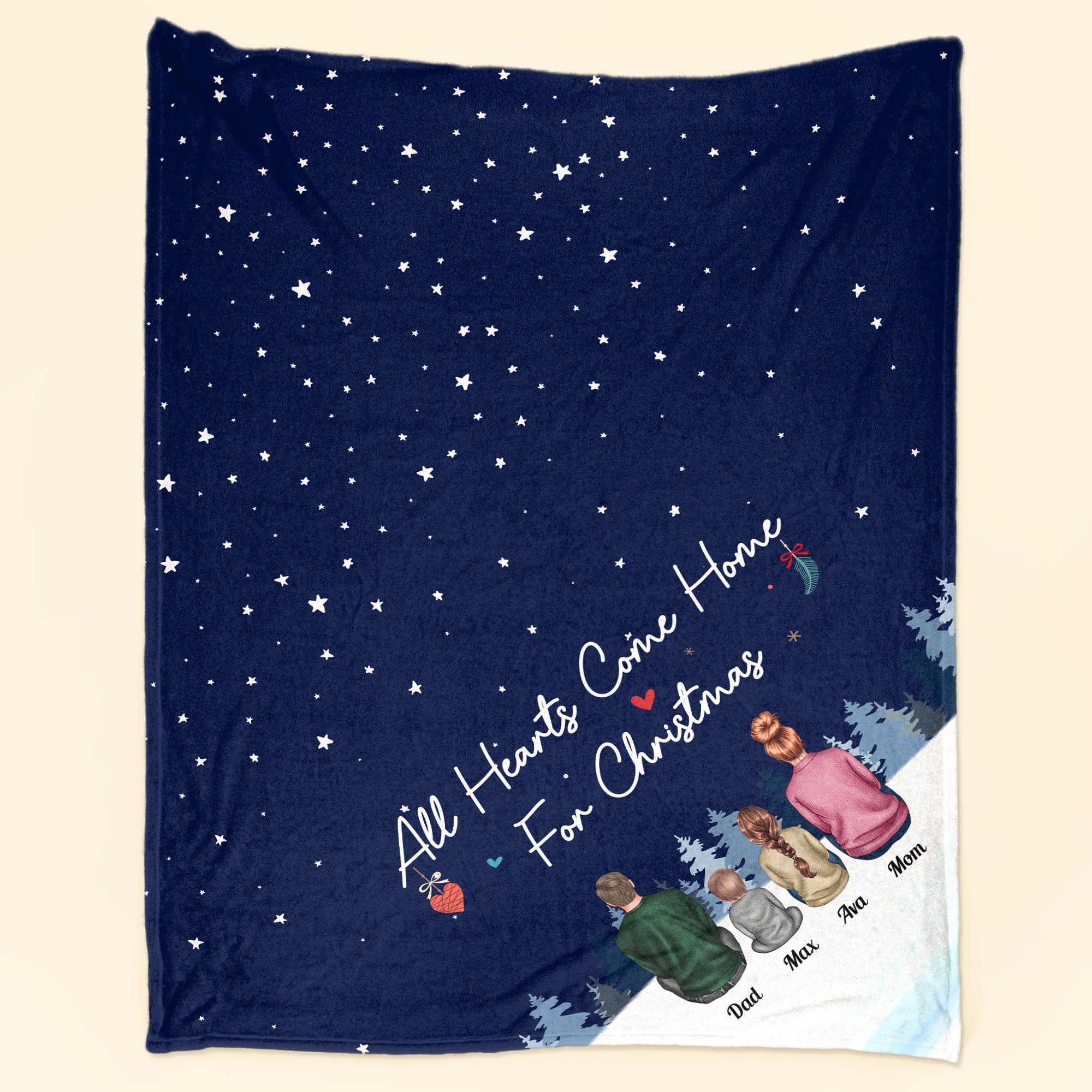 Hearts Come Home For Christmas - Personalized Blanket