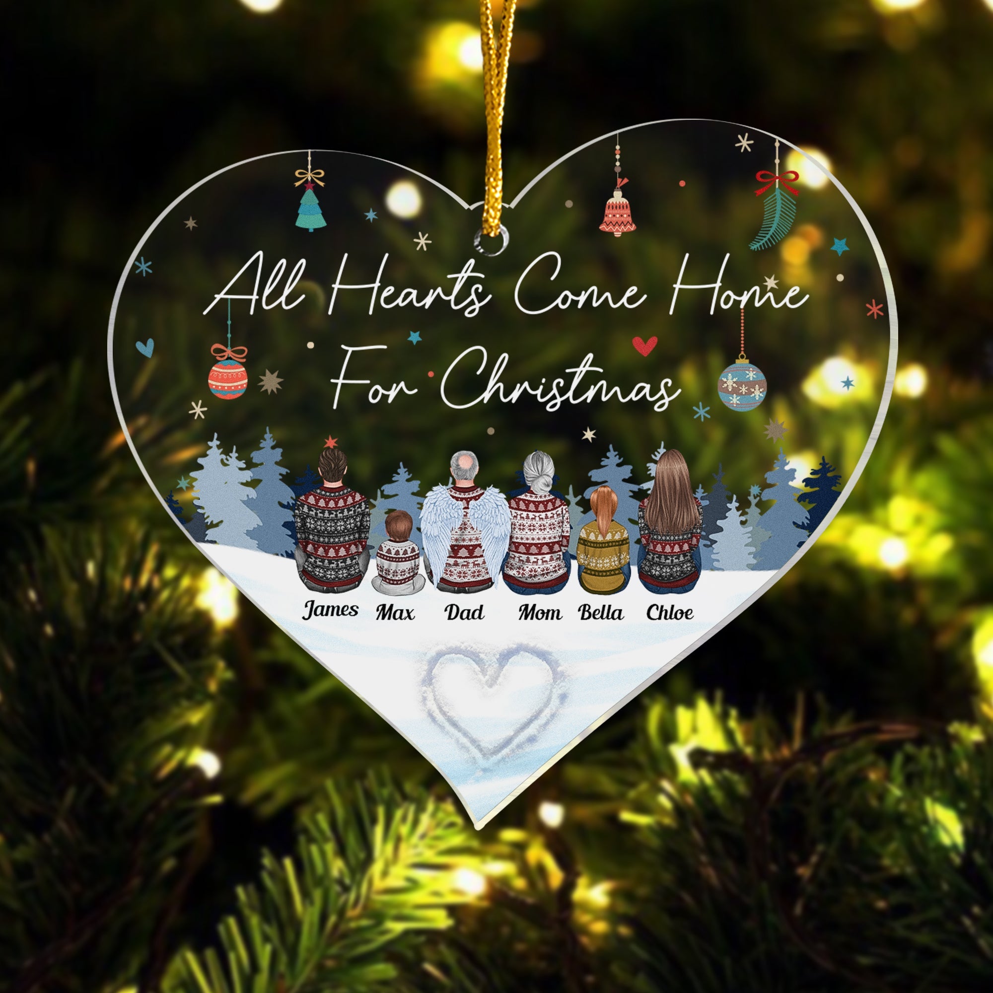 Hearts Come Home For Christmas - Personalized Custom Shape Acrylic Ornament