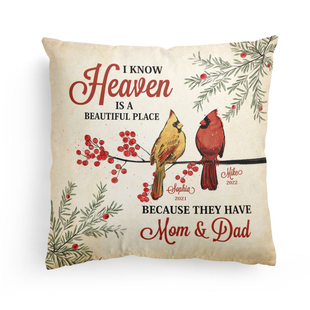 Heaven Is A Beautiful Place - Personalized Pillow (Insert Included) - Memorial Gift For Family, Remembrance, Grief Gift, Sympathy Gift