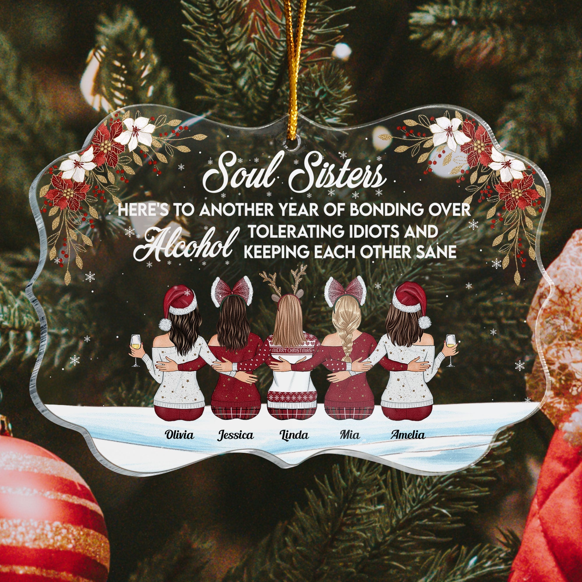 Here's To Another Year Of Bonding Over Alcohol - Personalized Friends Ornament - Gift For Friend