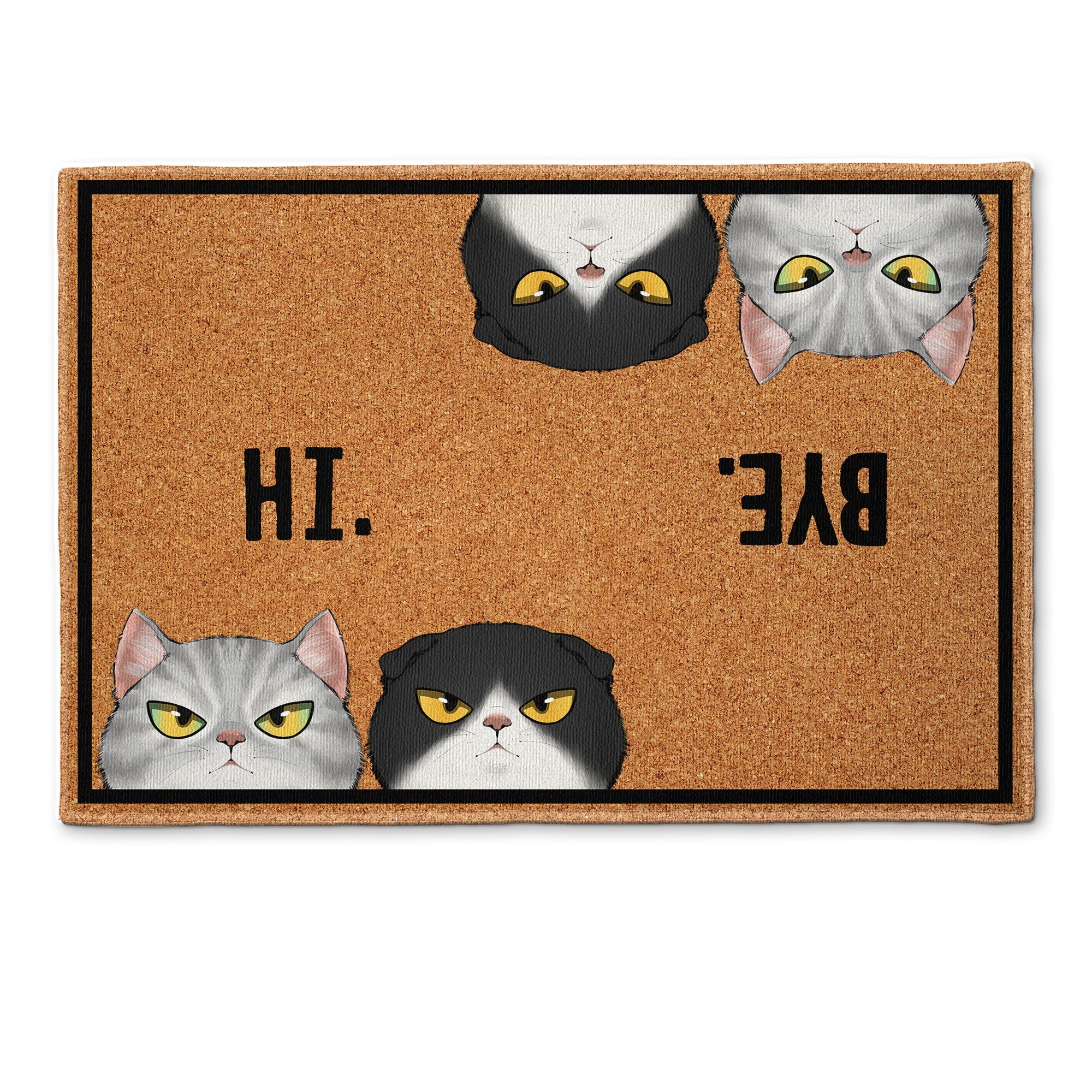 Hi Bye Peeking Cat - Personalized Doormat - Funny, New House Gift For Cat Owner, Cat Lover, Cat Mom, Cat Dad