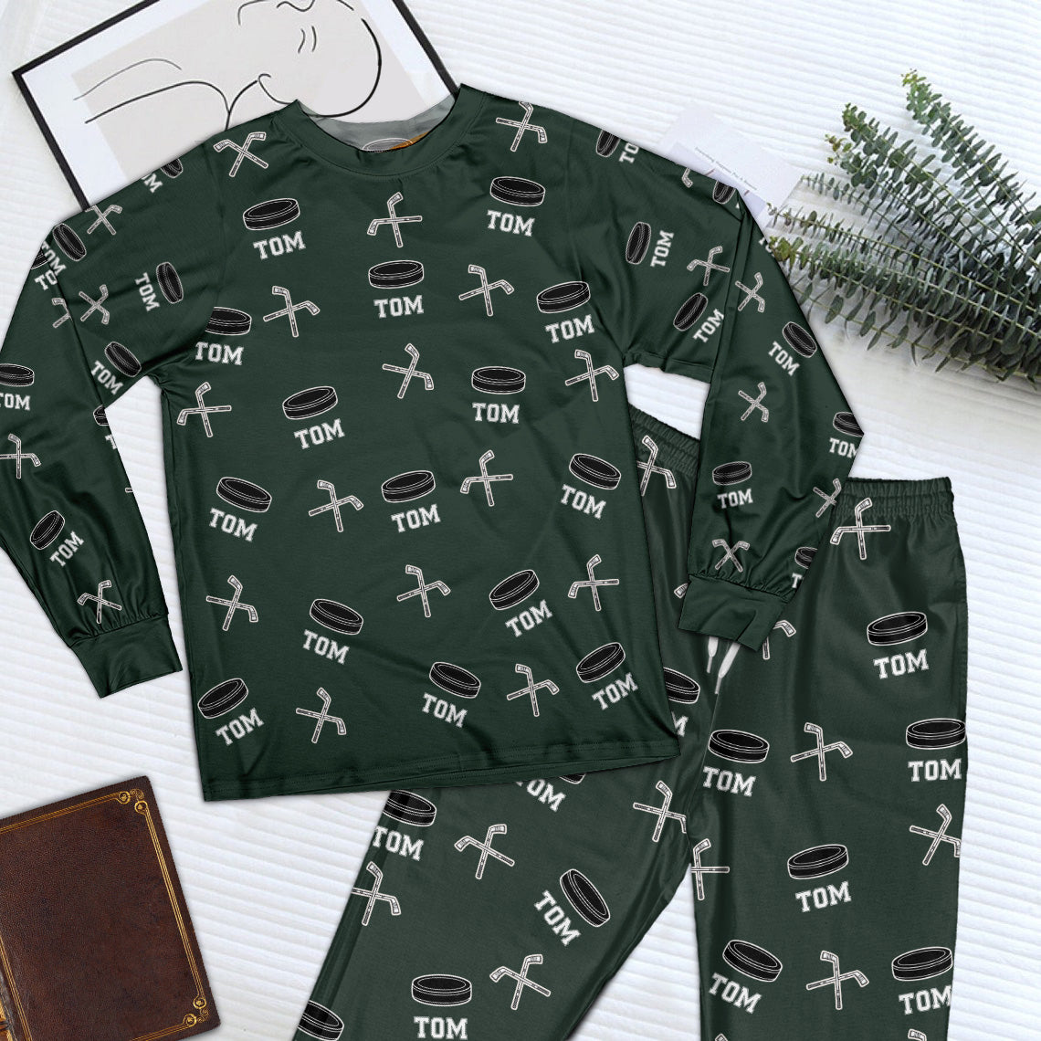 Hockey Custom Name - Personalized Pajama Set