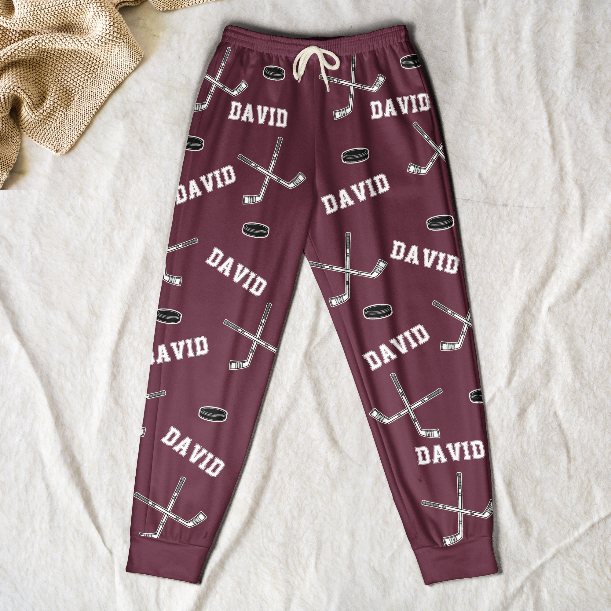 Hockey Custom Name - Personalized Sweatpants - Lounge Pants With Pockets, Custom Pajama Pants, Jogger Sweatpants, Gift For Son, Gift for Him