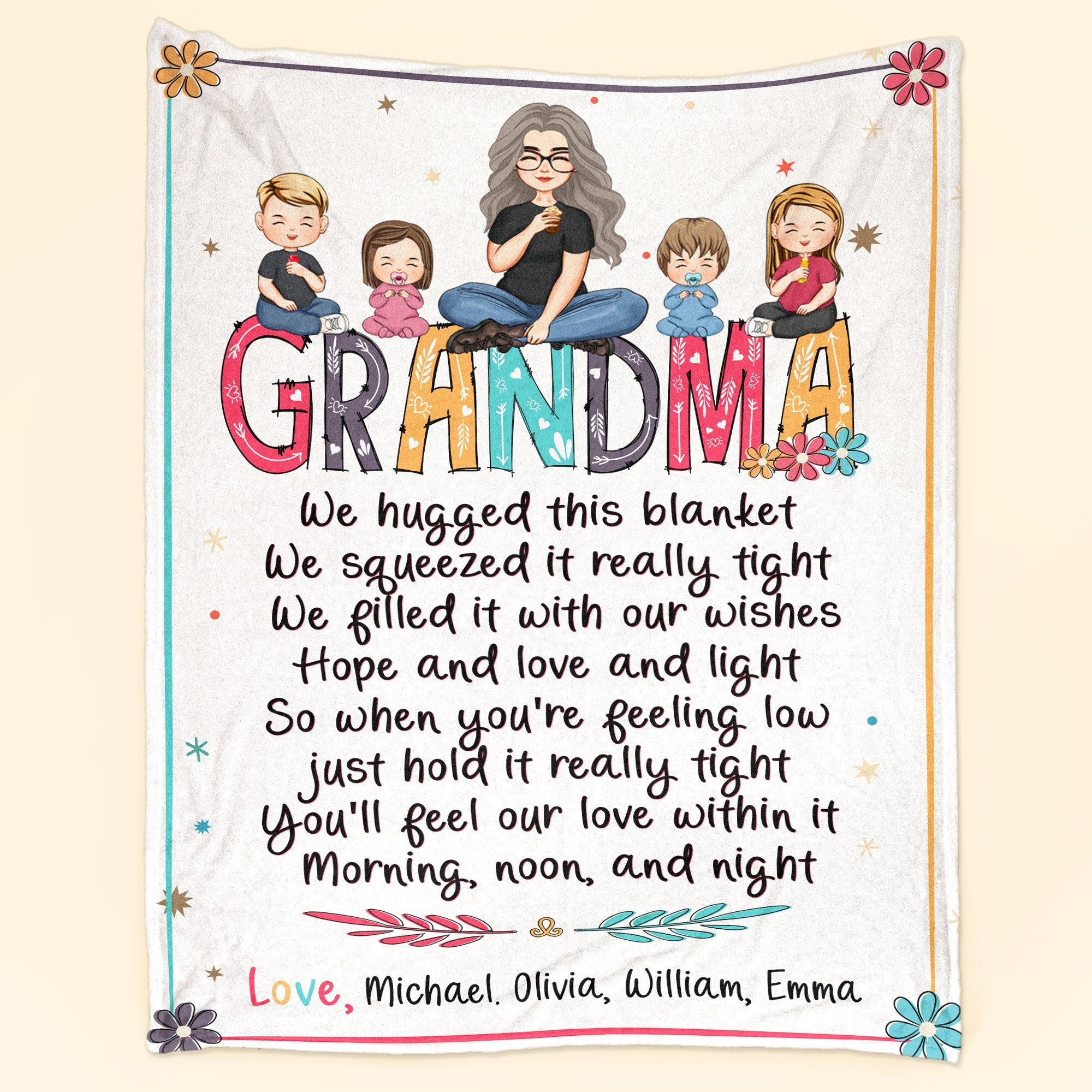 Hold This Blanket When You're Feeling Low - Personalized Blanket - Birthday, New Year, Christmas Gift For Grandma, Nana, Gigi