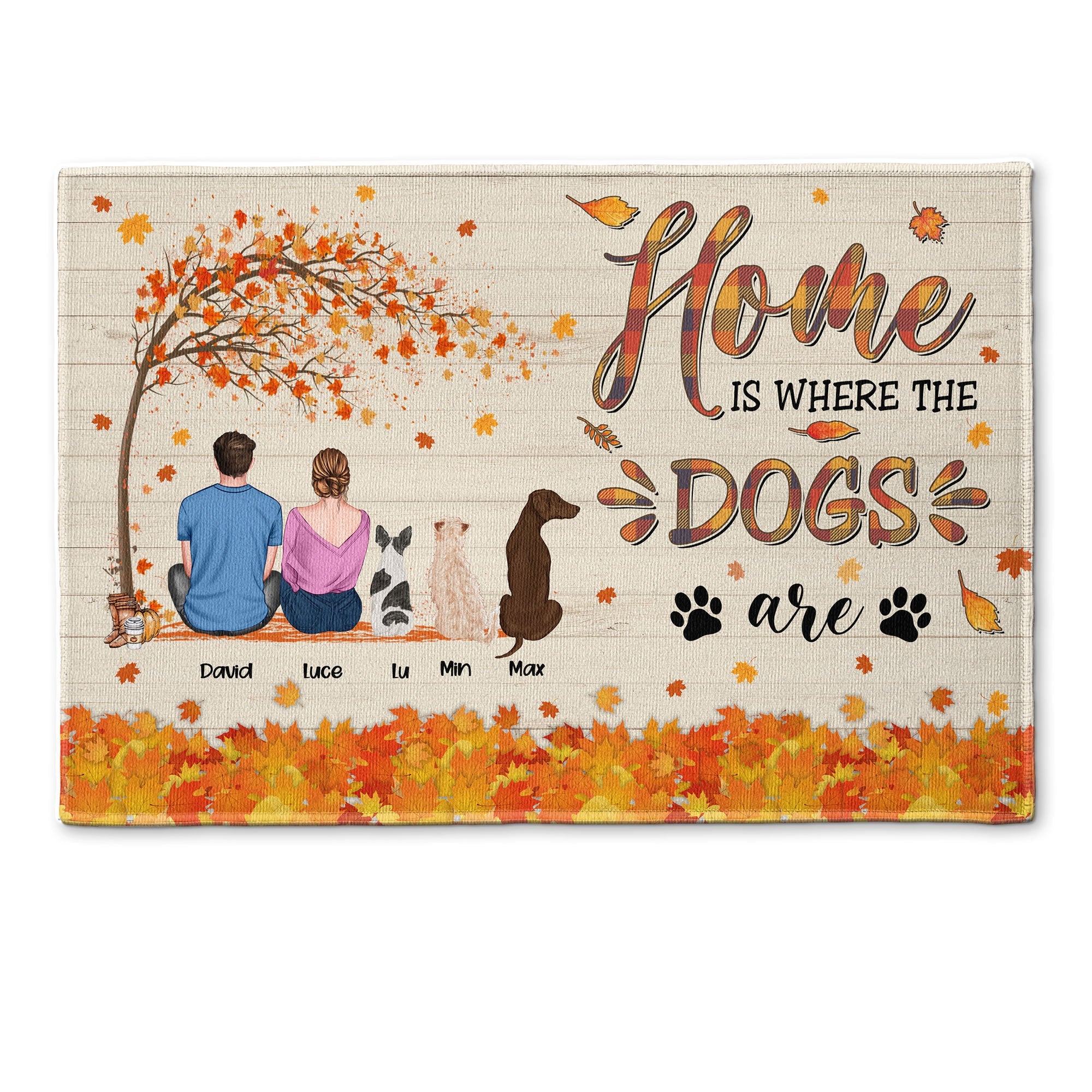 Home Is Where The Dog Is - Personalized Doormat - Fall Season, Loving Gift For Dog Owners, Dog Lovers