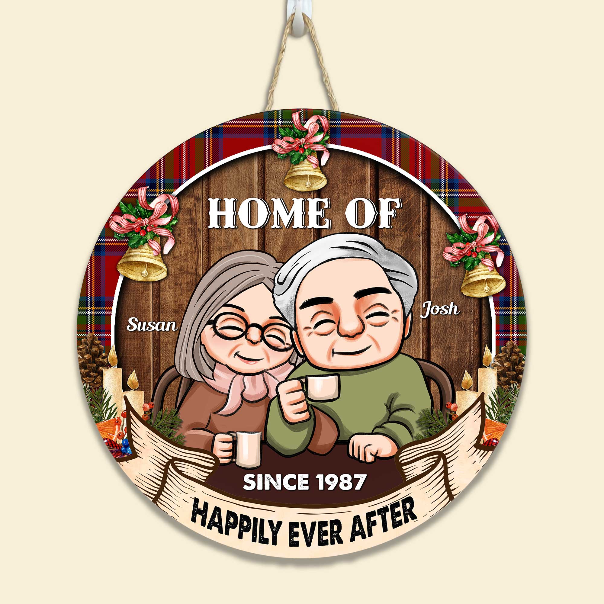 Home Of Us - Personalized Round Wood Sign