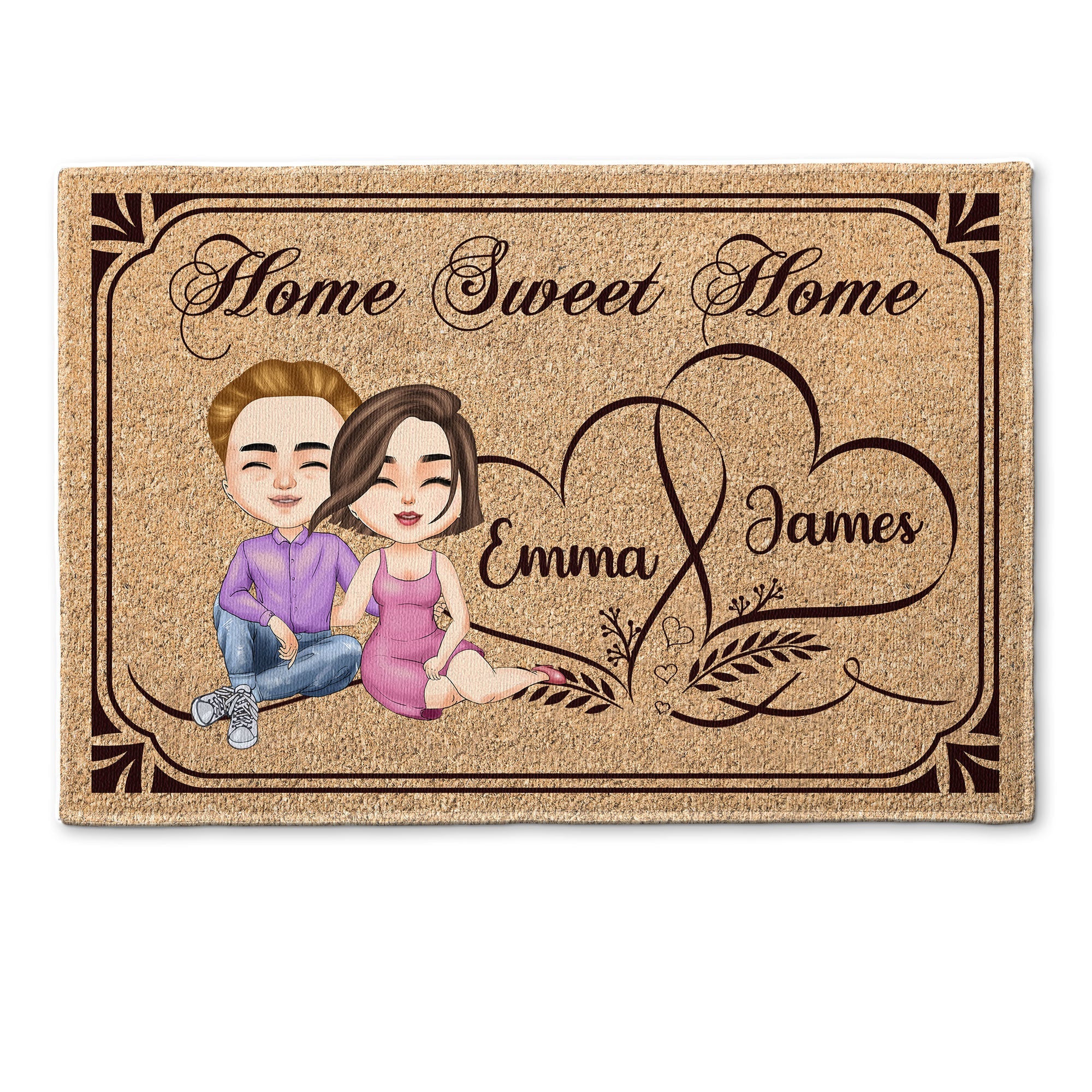 Home Sweet Home - Personalized Doormat - Birthday, Anniversary Gift For Family, Husband, Wife, Fiancé