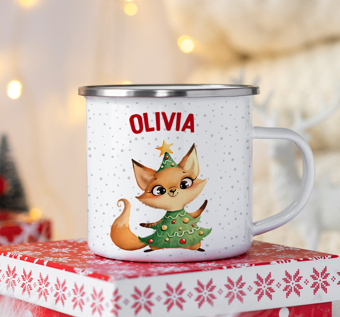 Hot Chocolate Mug - Personalized Enamel Mug Christmas Gift For Kids