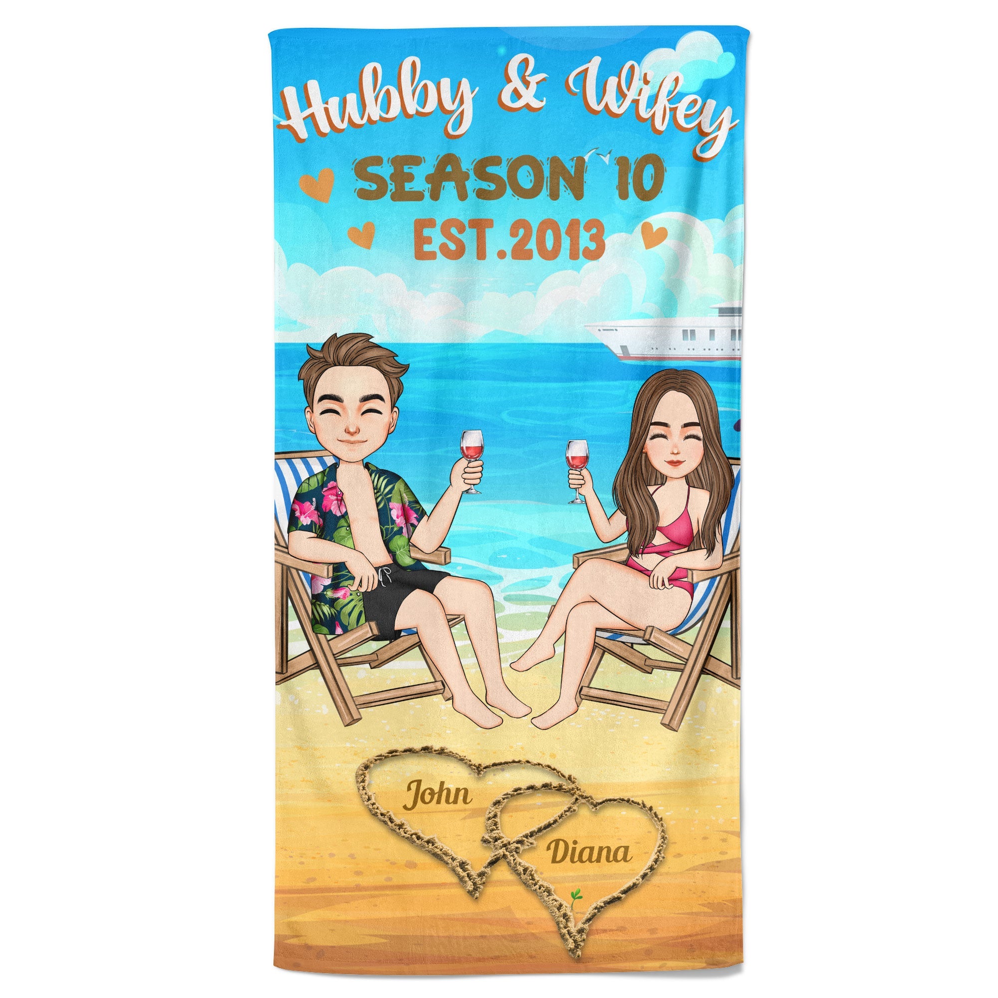 Hubby & Wifey - Personalized Beach Towel