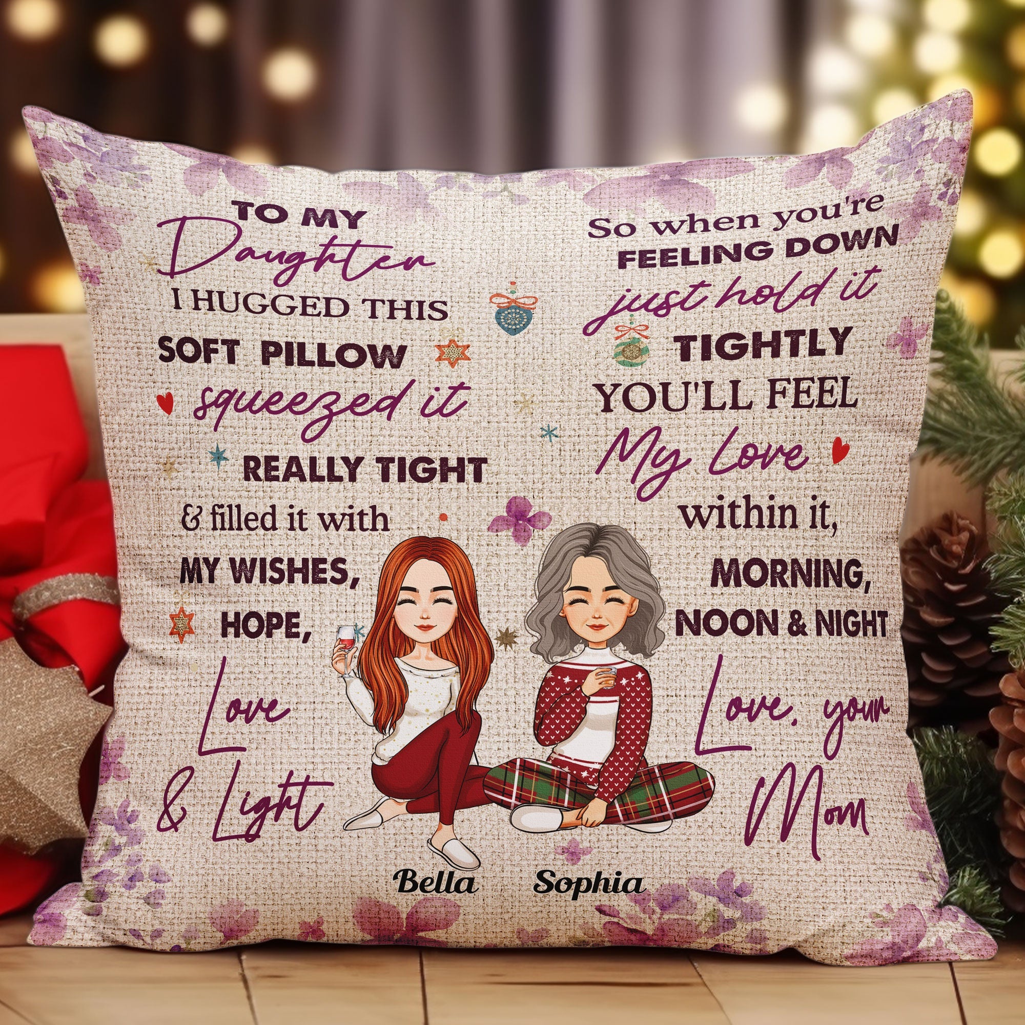 Hug From Mom, Grandma - Personalized Pillow (Insert Included)
