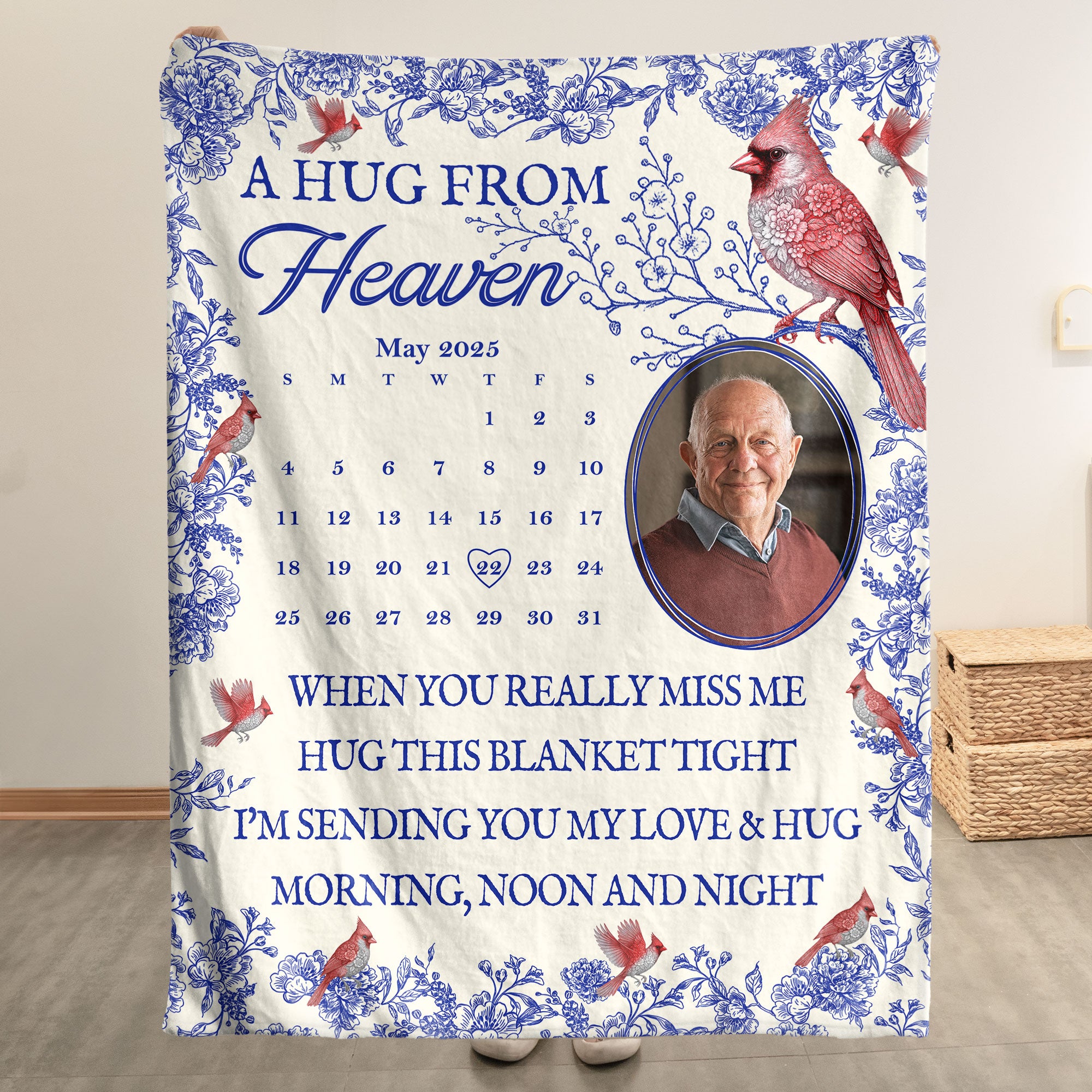 Hug This Blanket Tight I'm Sending You My Love Memorial Blanket - Personalized Photo Blanket