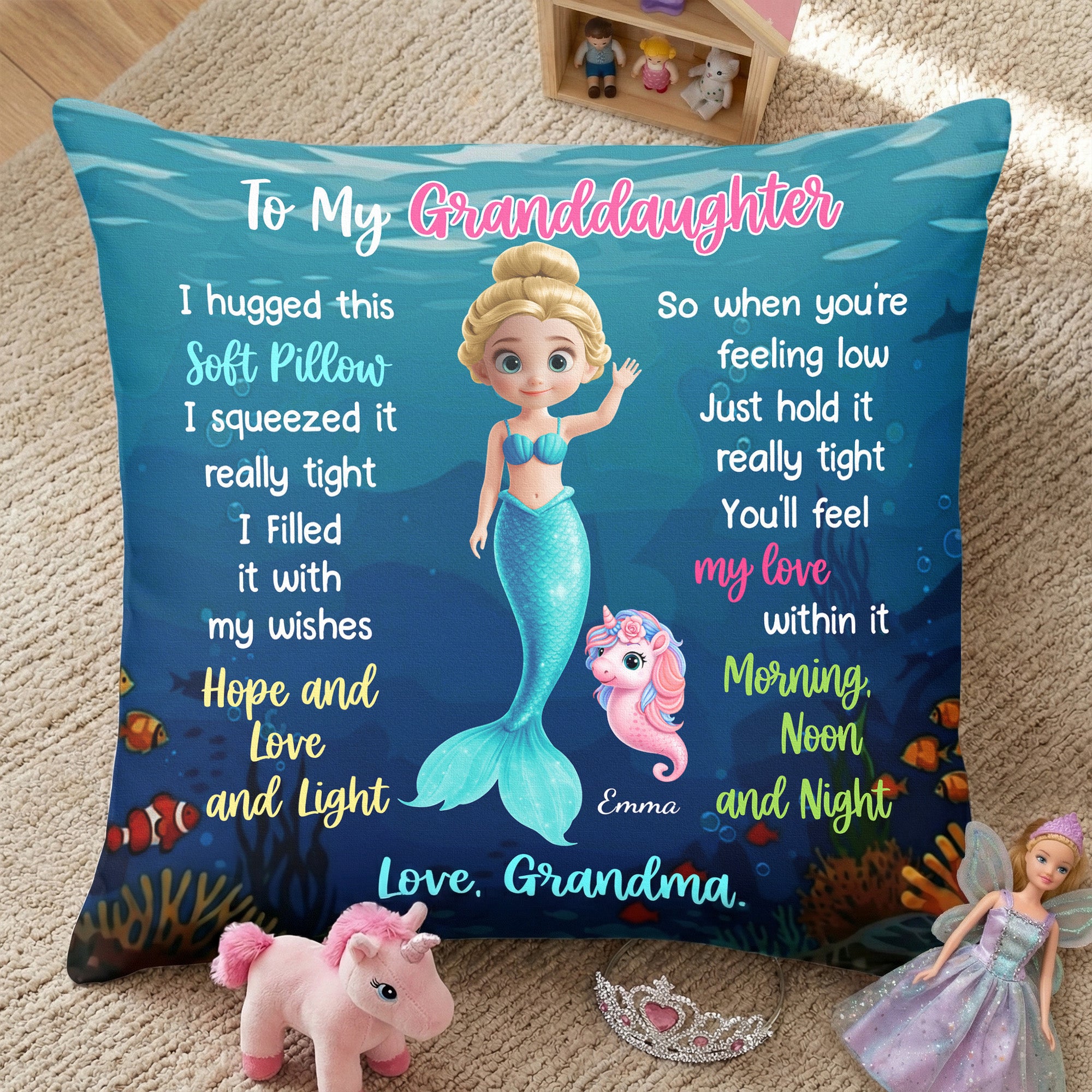 Hug This Pillow Mermaid - Personalized Pillow (Insert Included)