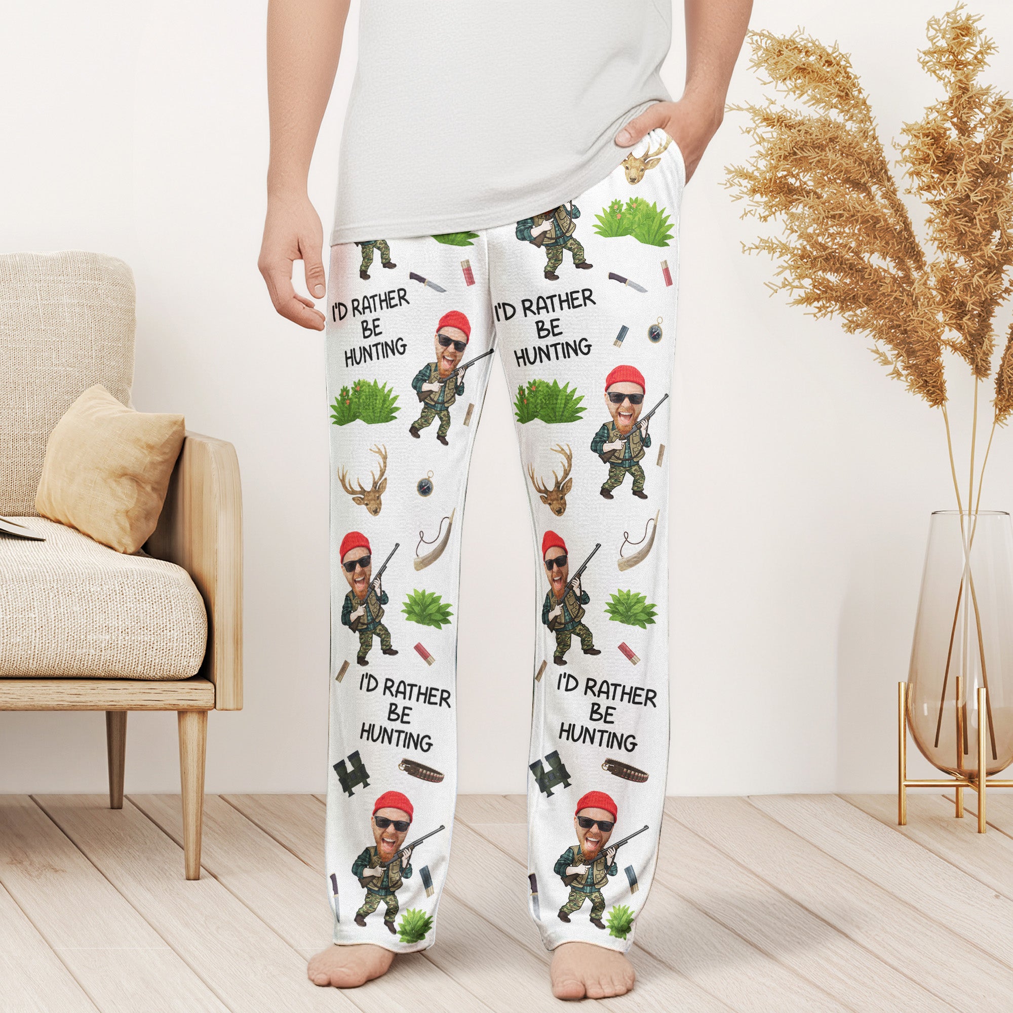 Hunting Funny Gift For Men - Personalized Photo Sweatpants, Lounge Pants With Pockets