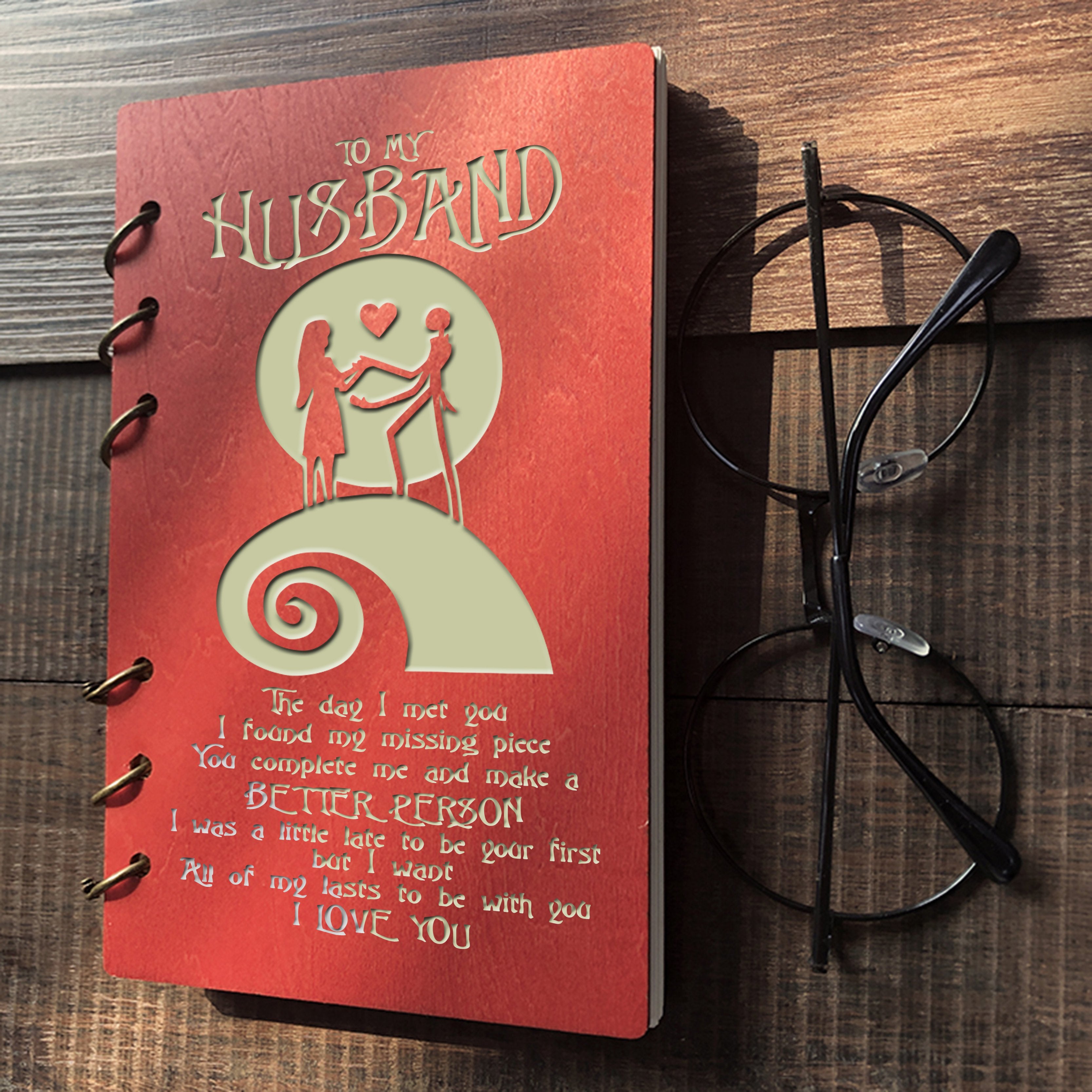 Wood Notebook for Planner Journal Diary Birthday/ Christmas Gifts Personalised for Husband-A Loves Gift