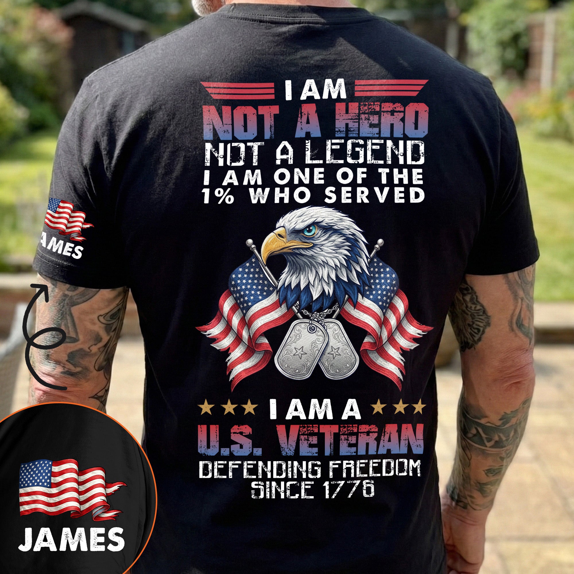 I Am A U.S. Veteran Defending Freedom Since 1776 - Personalized Back Printed Shirt