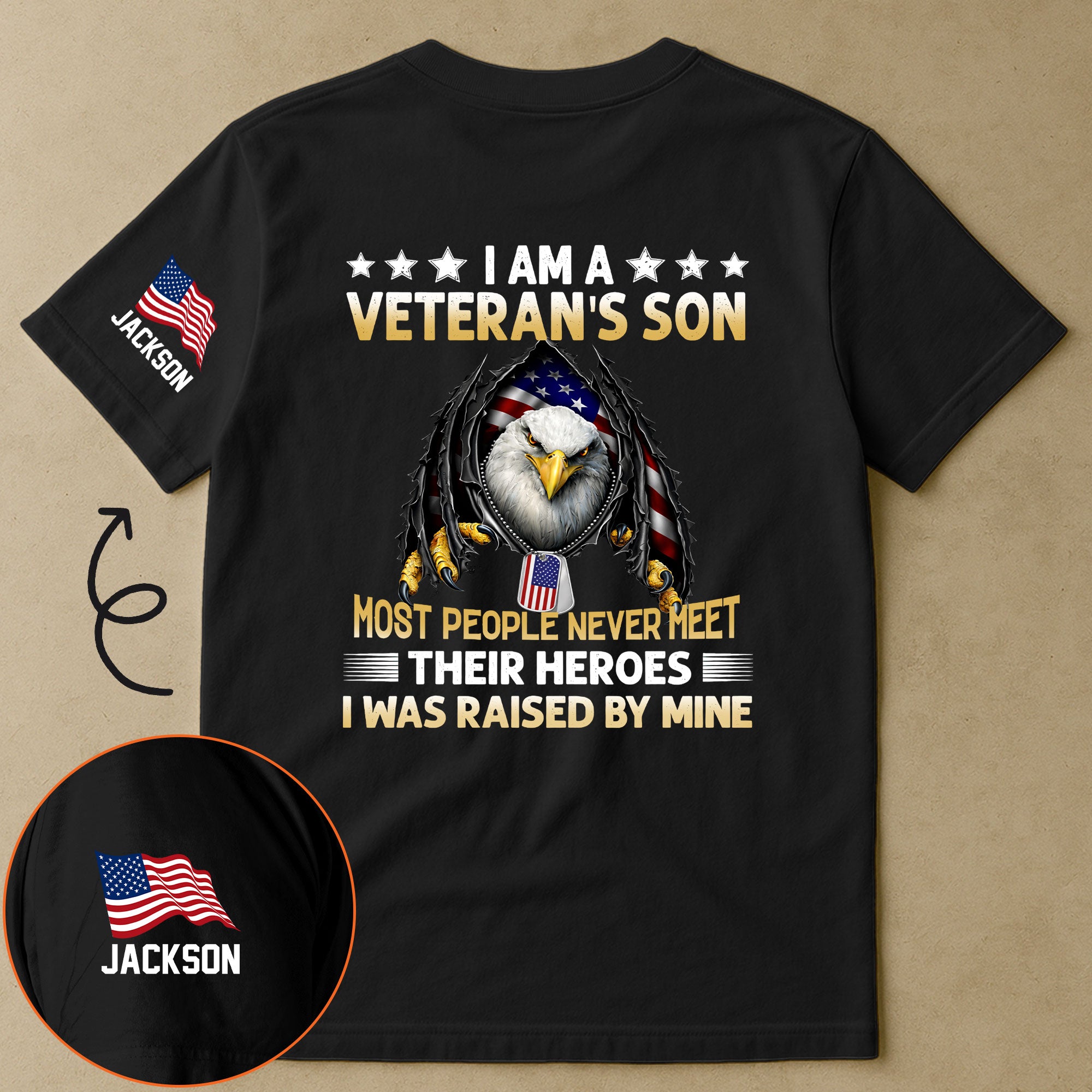 I Am A Veteran’s Son - Personalized Back Printed Shirt