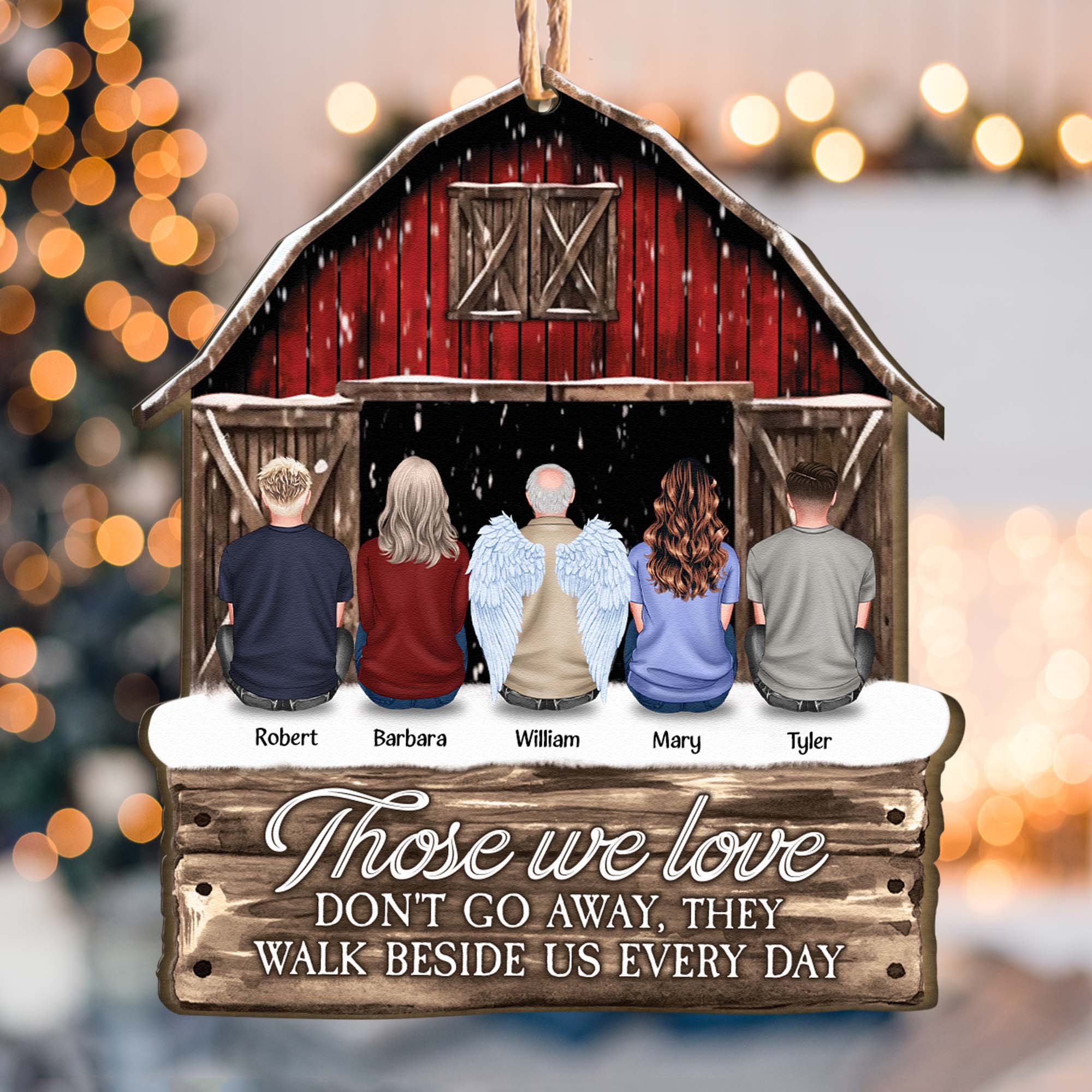 I Am Always With You Memorial Red Barn - Personalized Wooden Ornament - Vintage Ornament