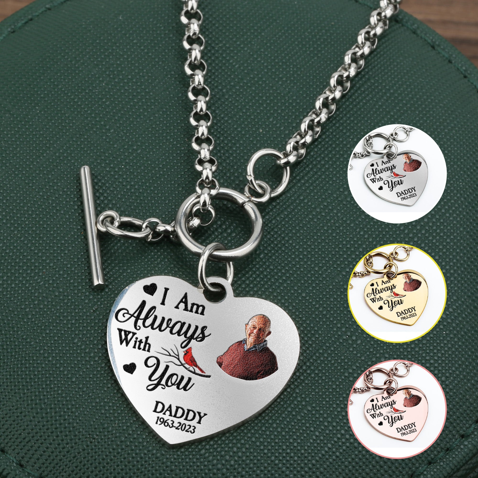 I Am Always With You - Personalized Photo Heart Bracelet