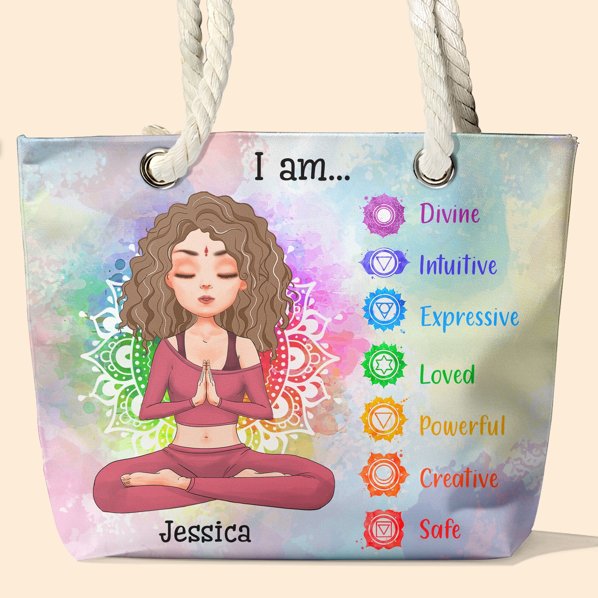 I Am Divine, Intuitive, Expressive... - Personalized Beach Bag