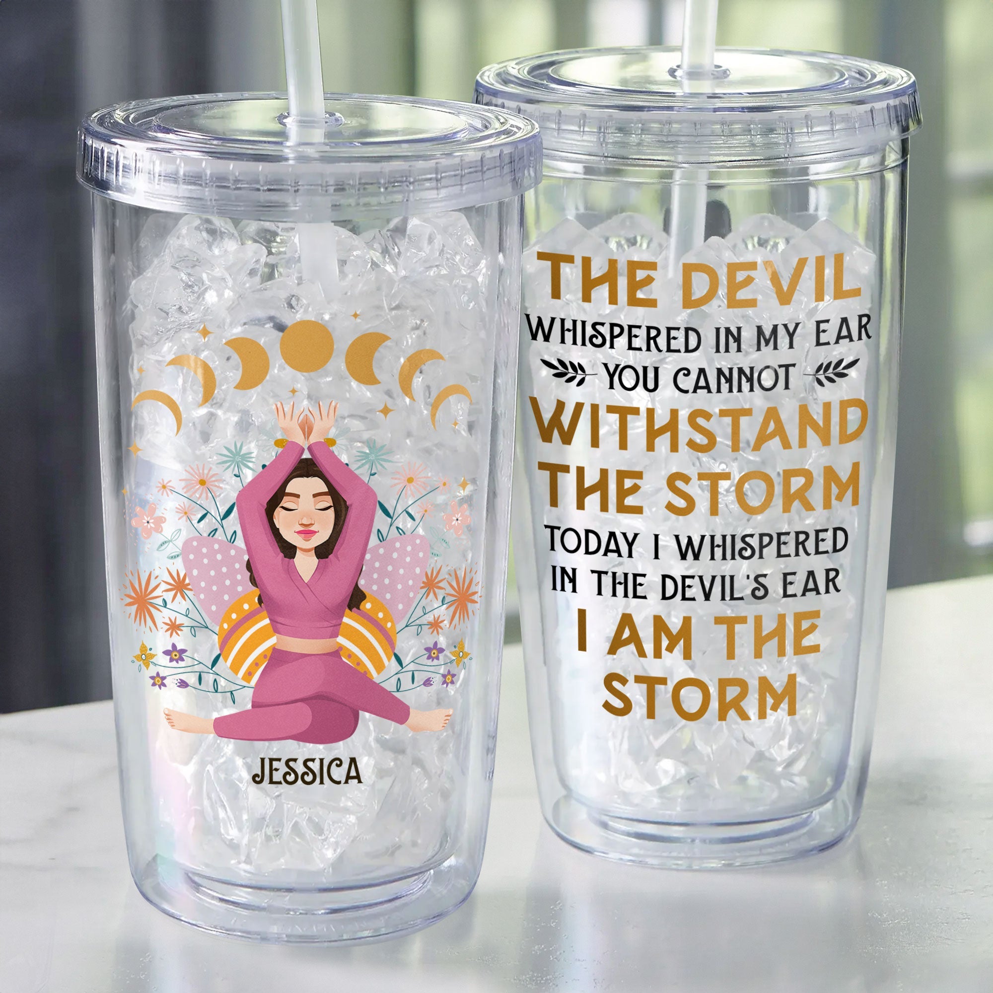 I Am The Storm - Personalized Acrylic Tumbler With Straw