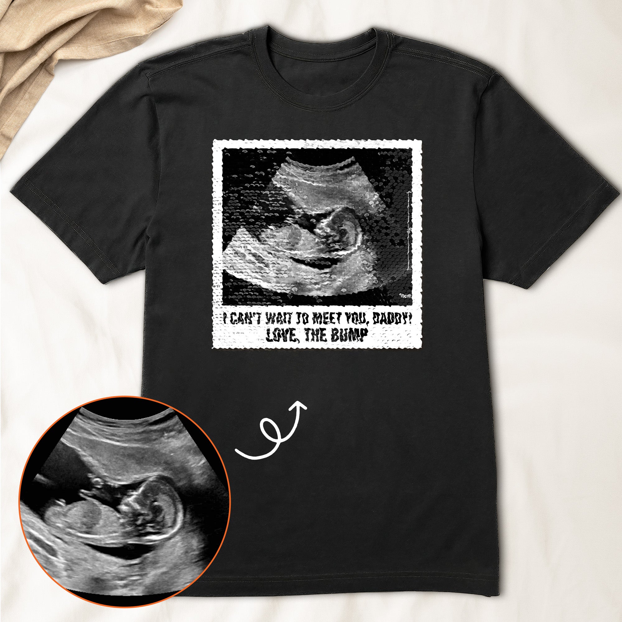 I Can't Wait To Meet You Surprising Gift For Dad To Be - Personalized Photo Sequin Shirt