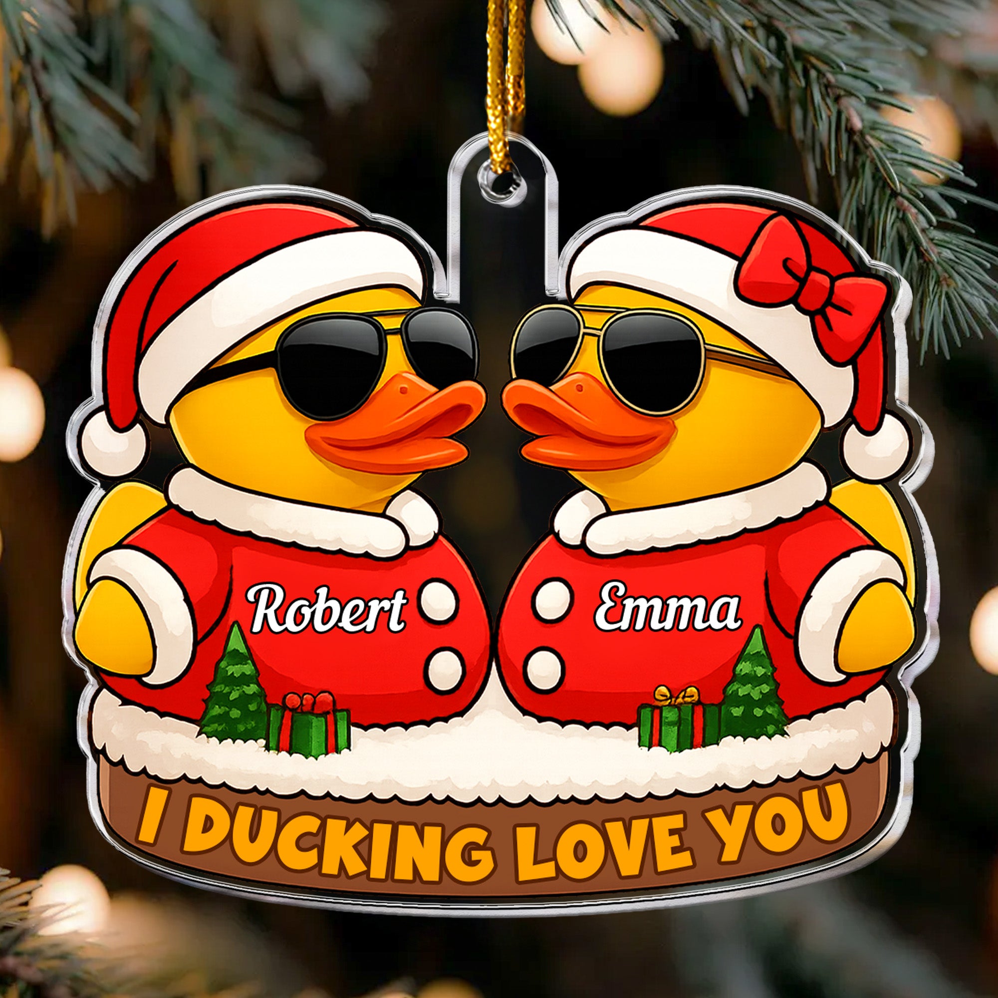 I Ducking Love You Funny Christmas Ornament - Personalized Acrylic Ornament