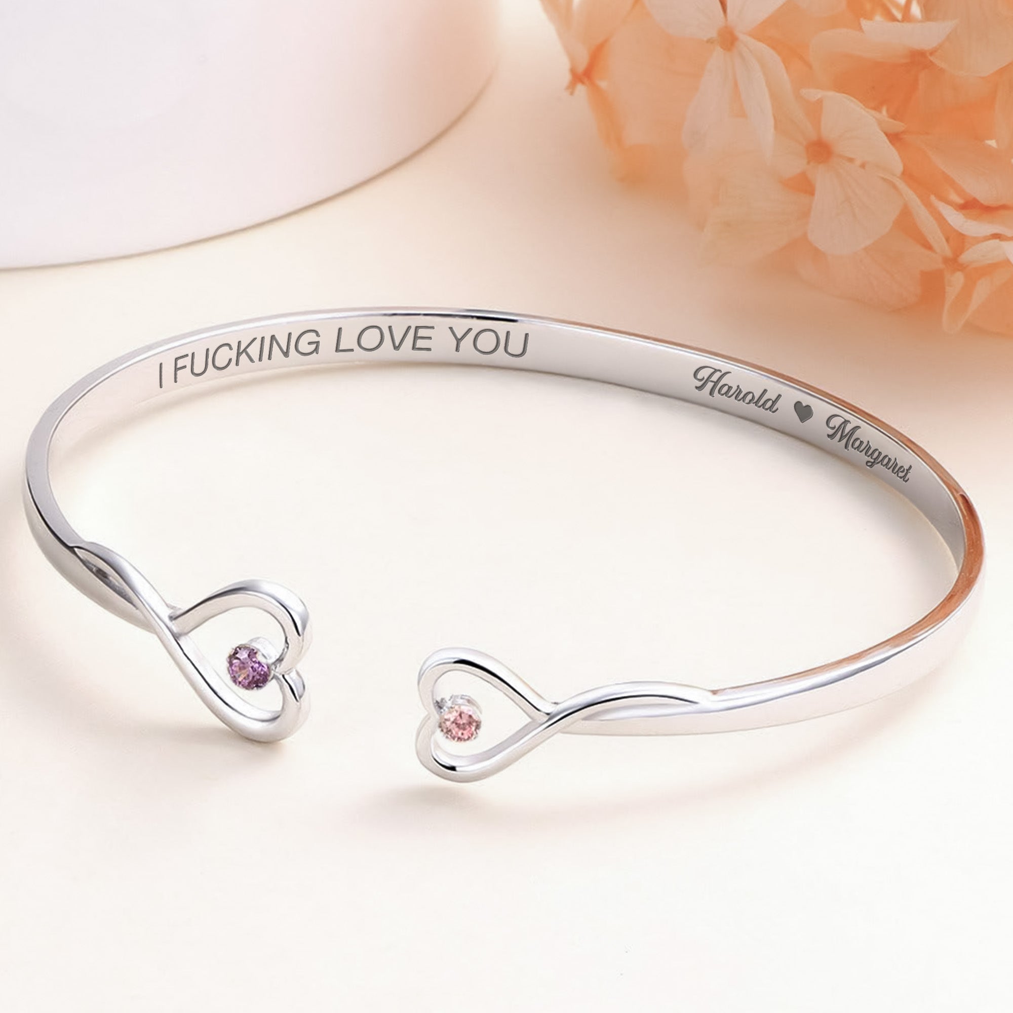 I F*cking Love You Funny Gift For Her - Personalized Heart Bracelet