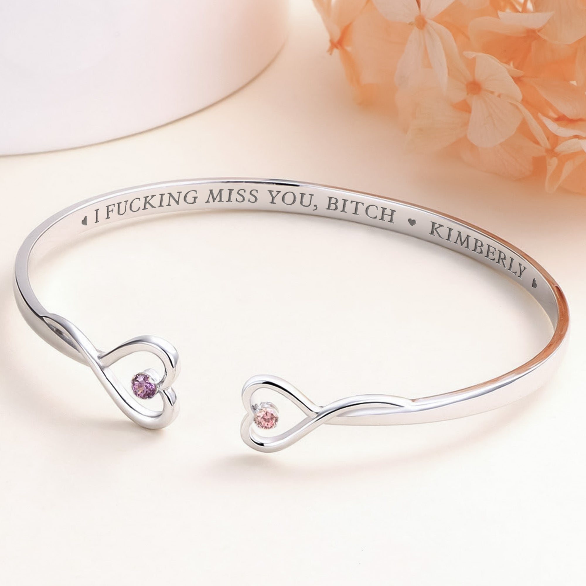 I F*cking Miss You Long Distance Relationship Gift - Personalized Heart Bracelet