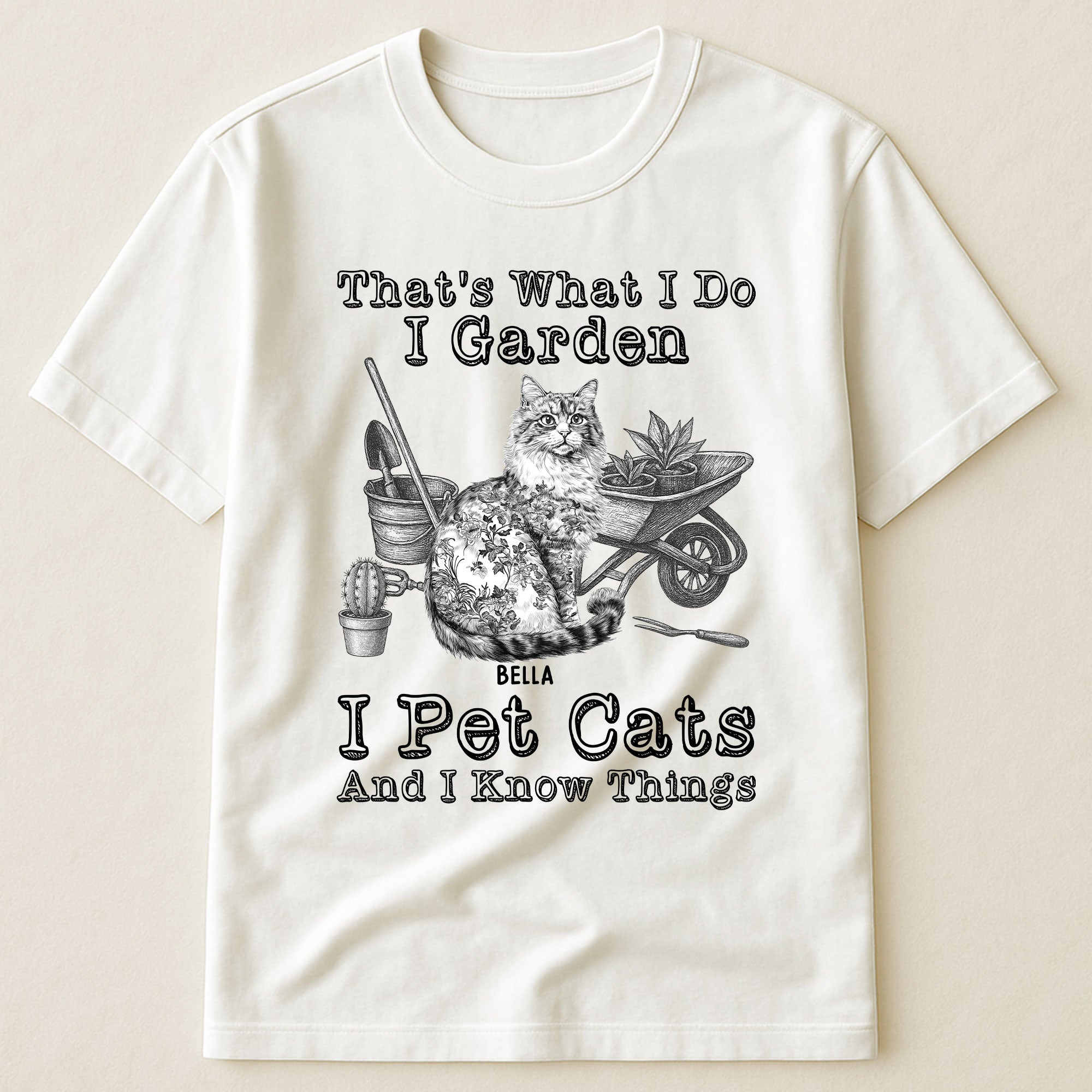 I Garden I Pet Cats - Cat Toile De Jouy Style - Personalized Shirt