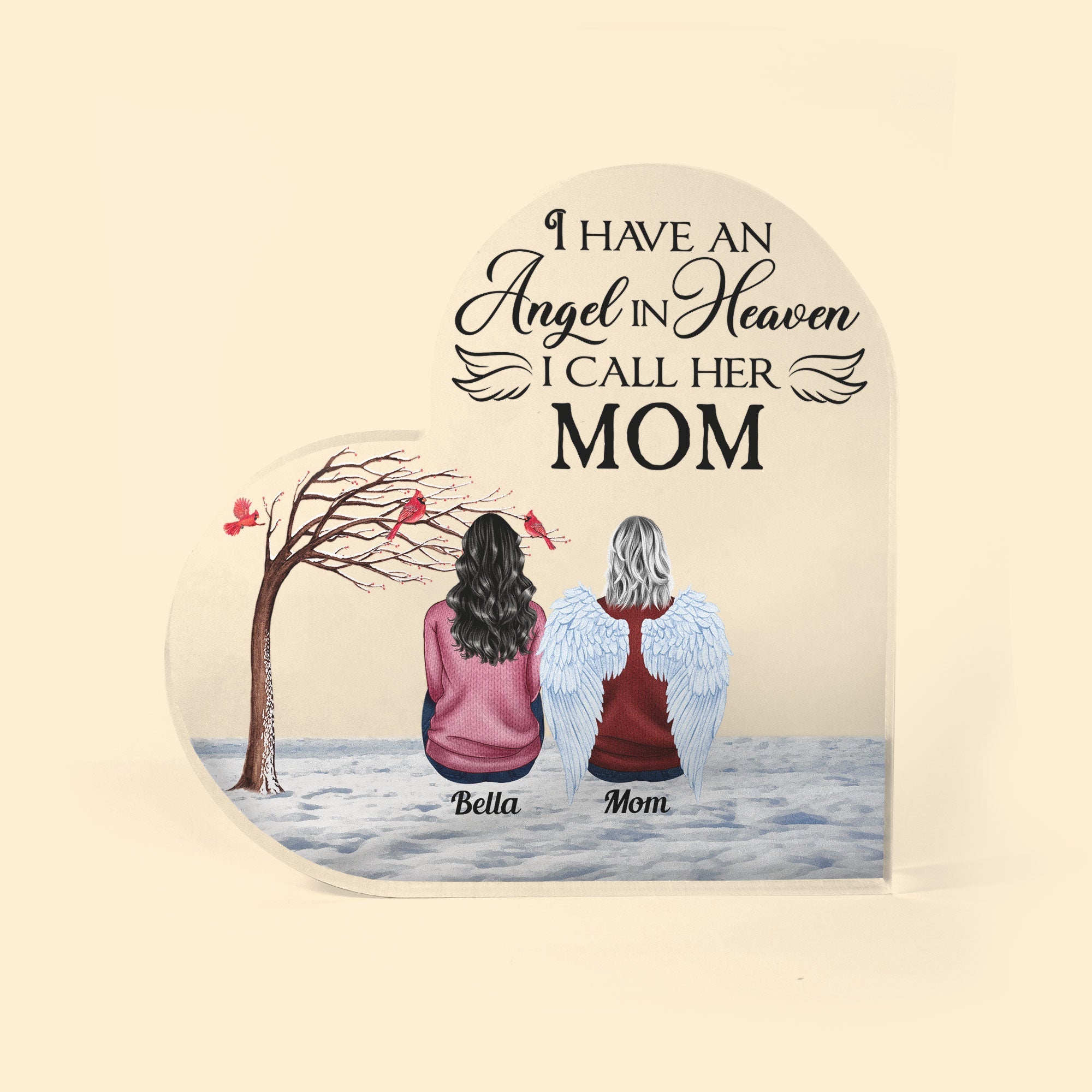 I Have An Angel In Heaven, I Call Her Mom - Personalized Heart-Shaped Acrylic Plaque