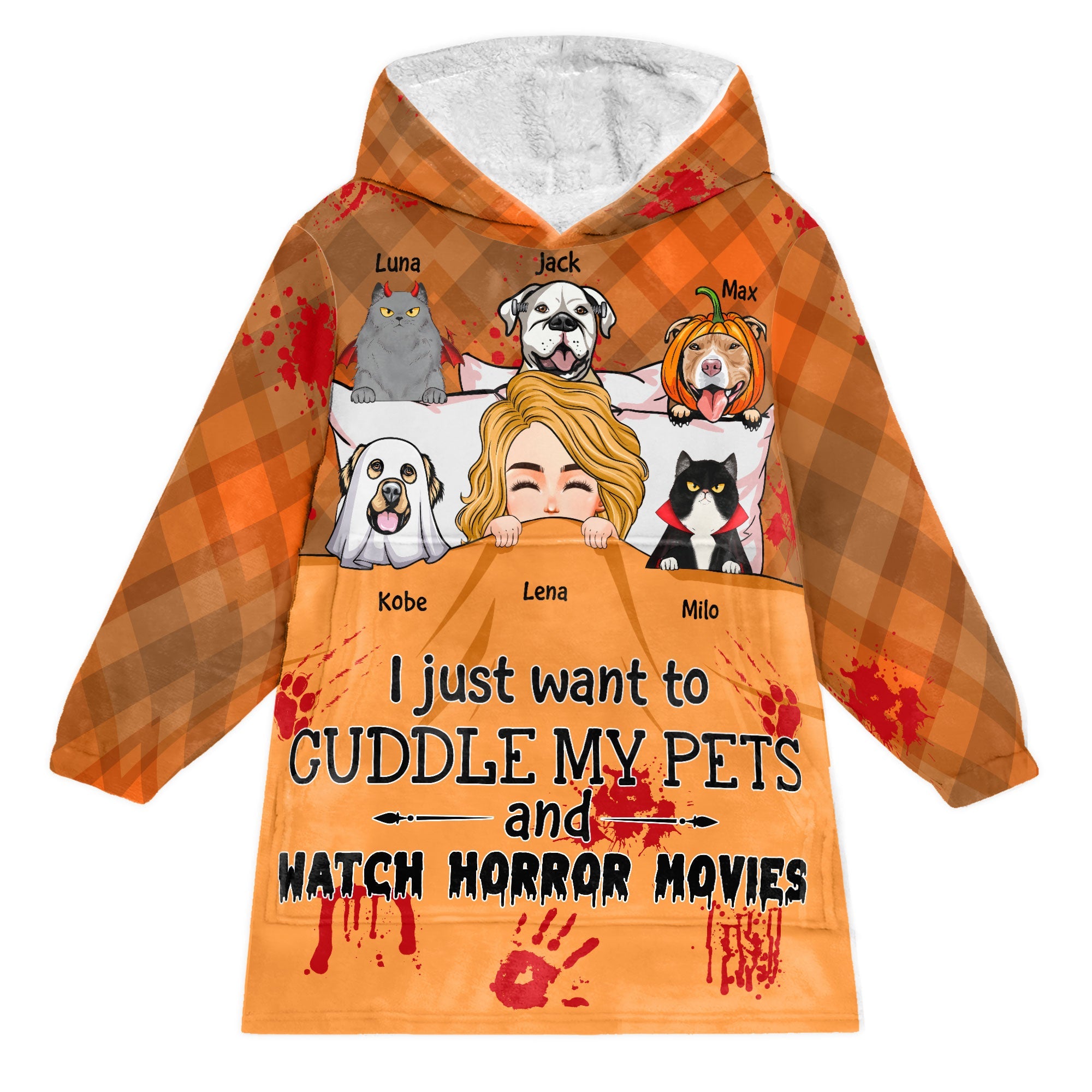 I Just Want To Cuddle My Fur Babies - Personalized Oversized Blanket Hoodie
