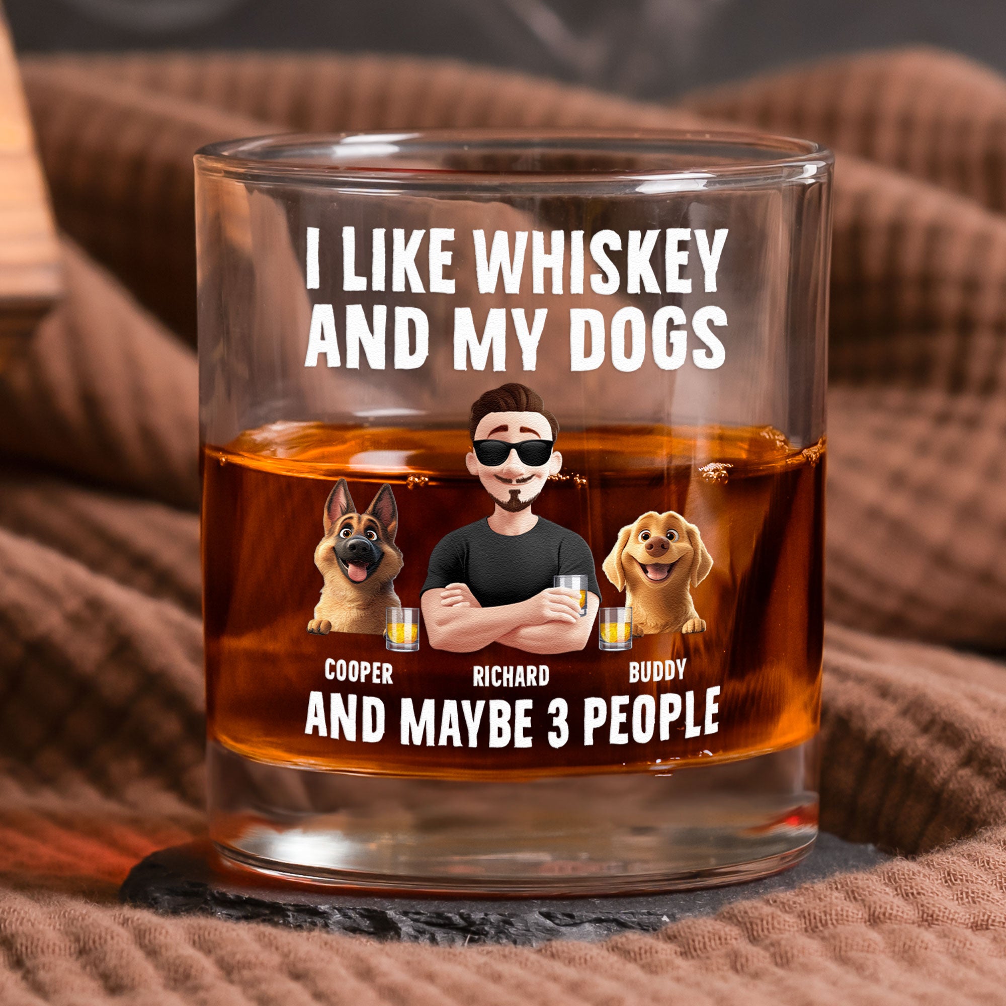 I Like Whiskey And My Dogs - Personalized Whiskey Glass