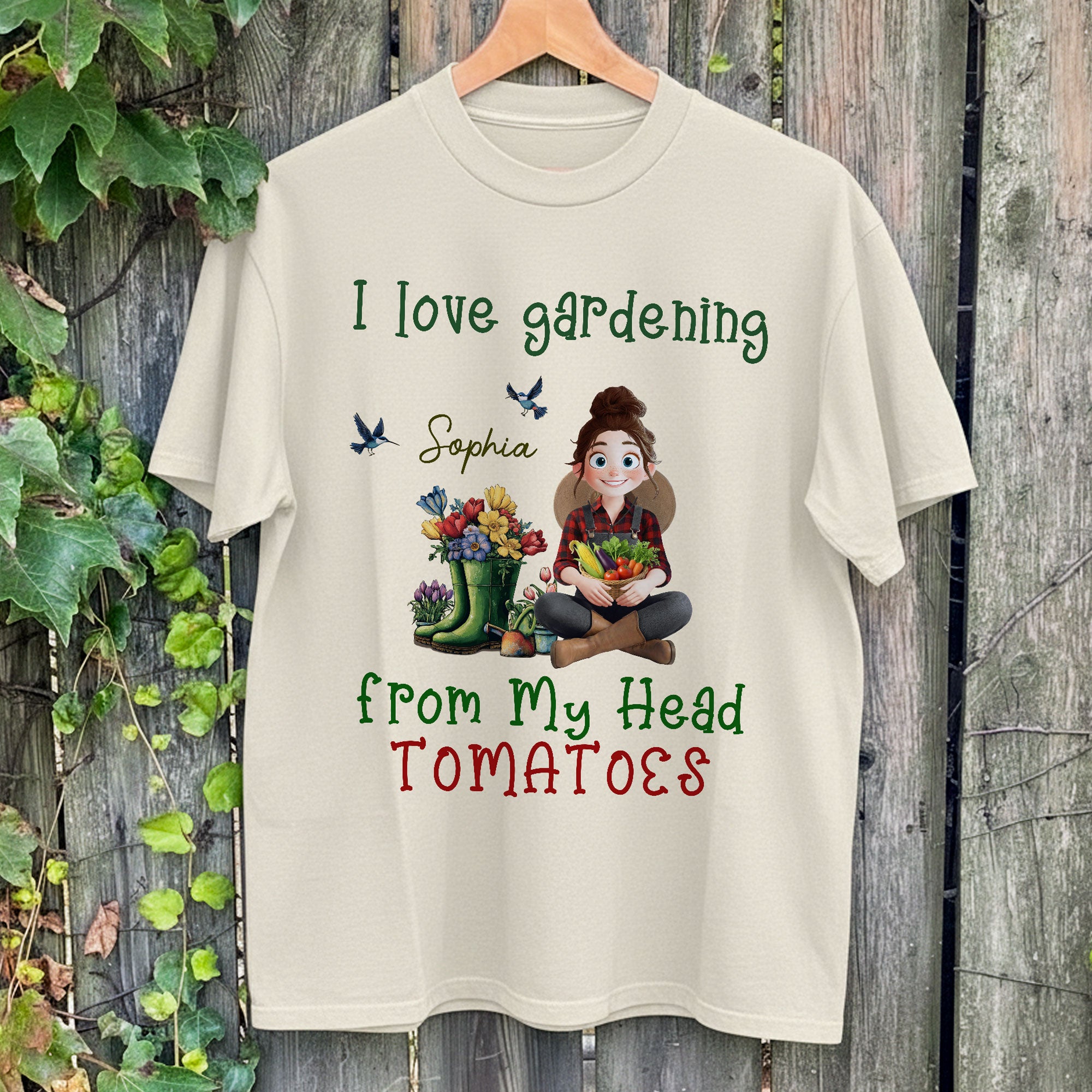 I Love Gardening From My Head Tomatoes Funny Gardening - Personalized Shirt