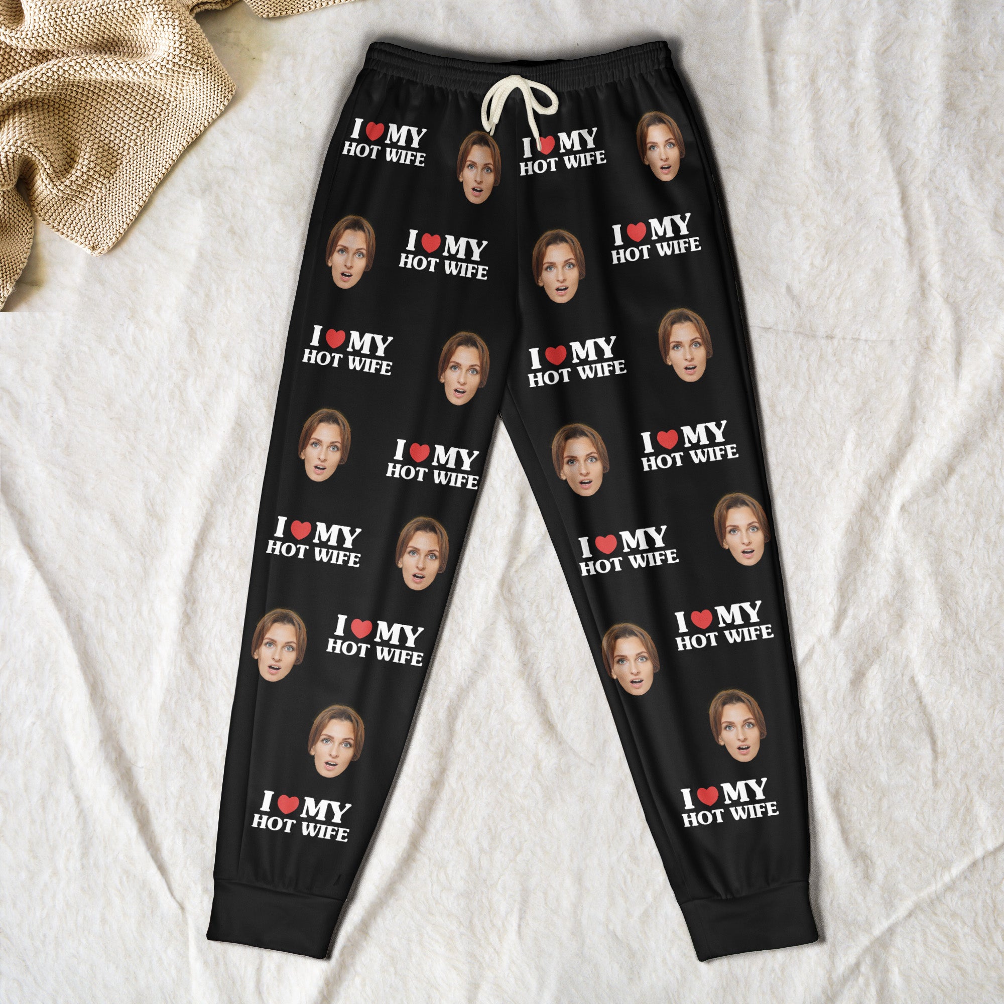 I Love My Hot Wife Custom Face - Personalized Photo Sweatpants
