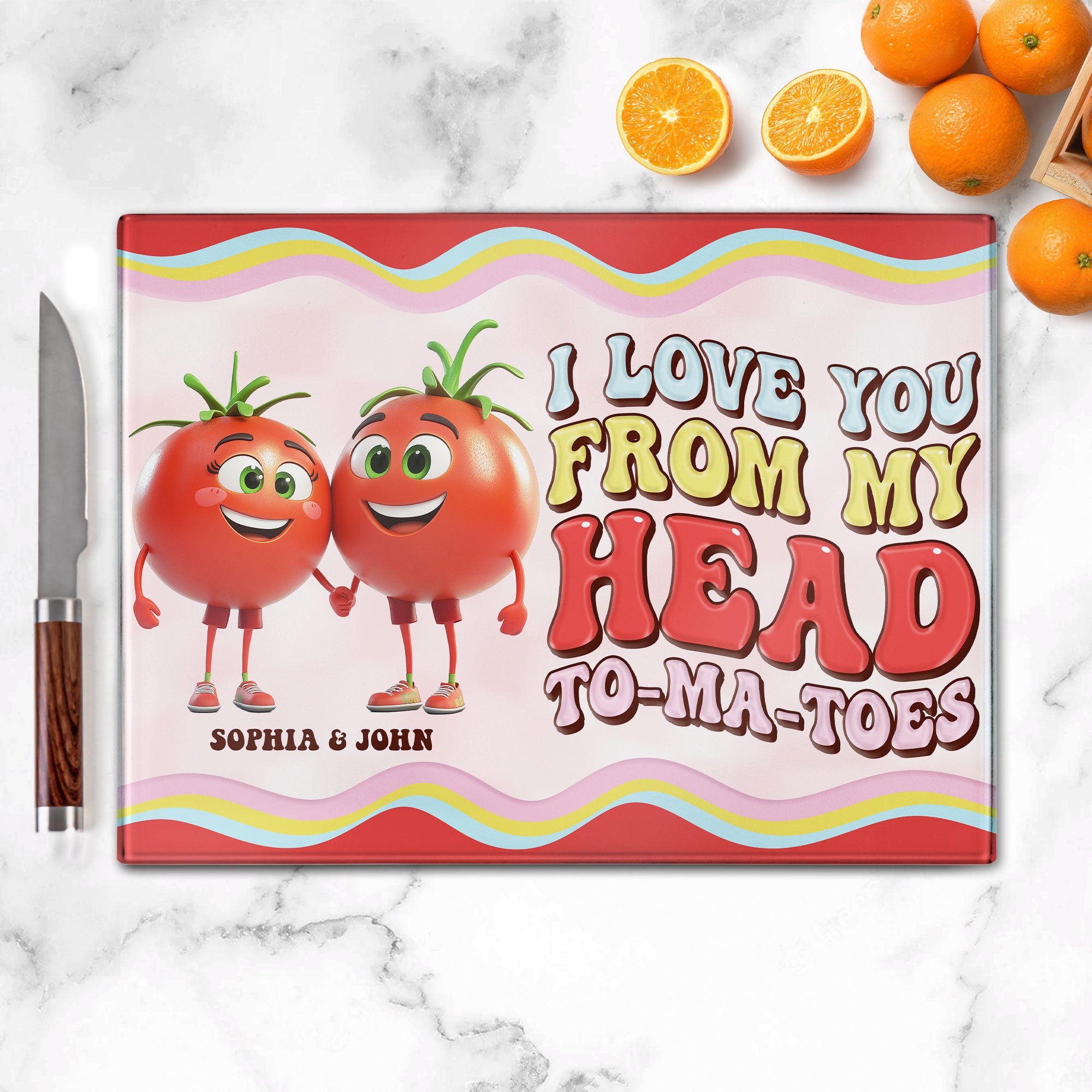 I Love You From Head Tomatoes - Personalized Glass Cutting Board